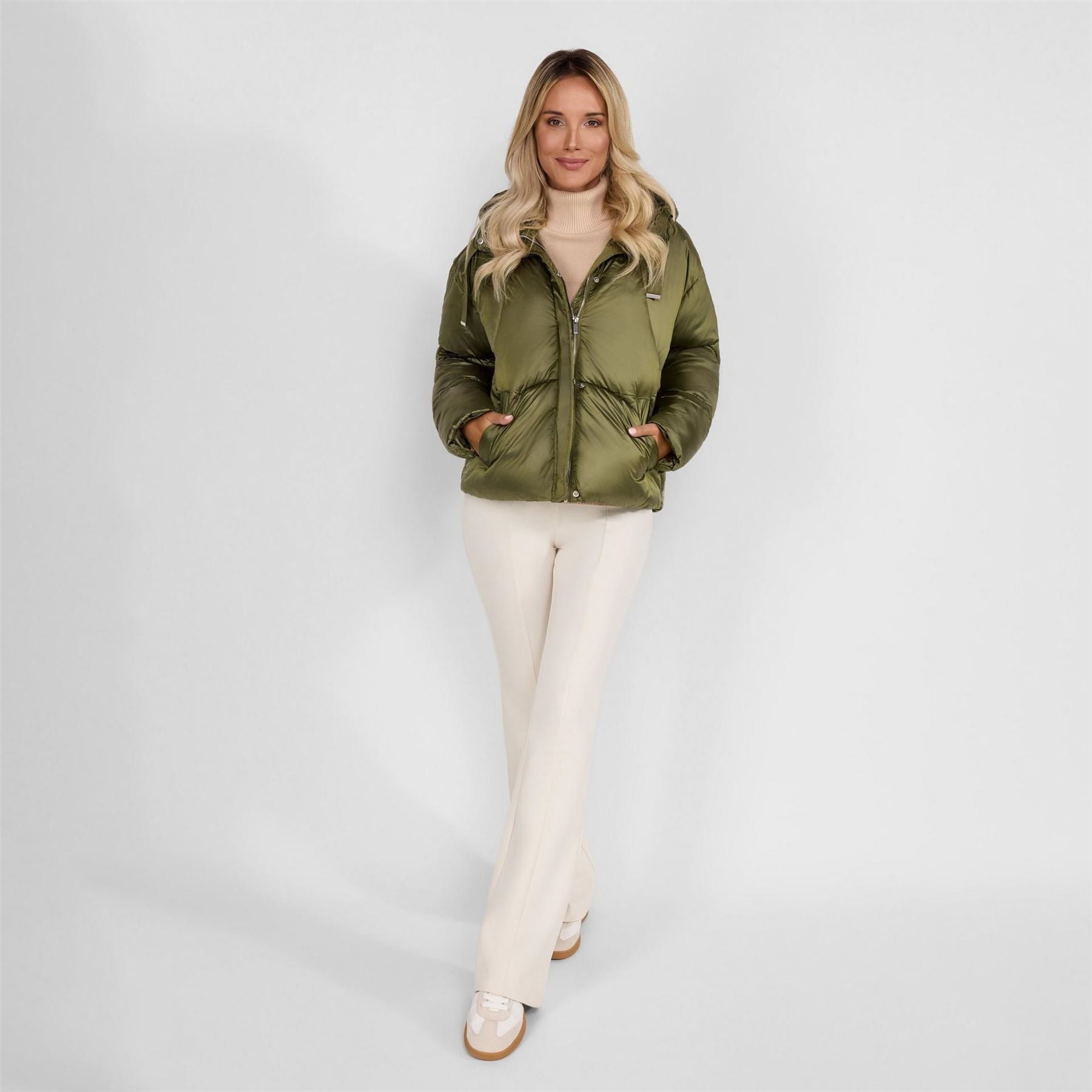 Minoti Women Jacket Padded Hooded Olive