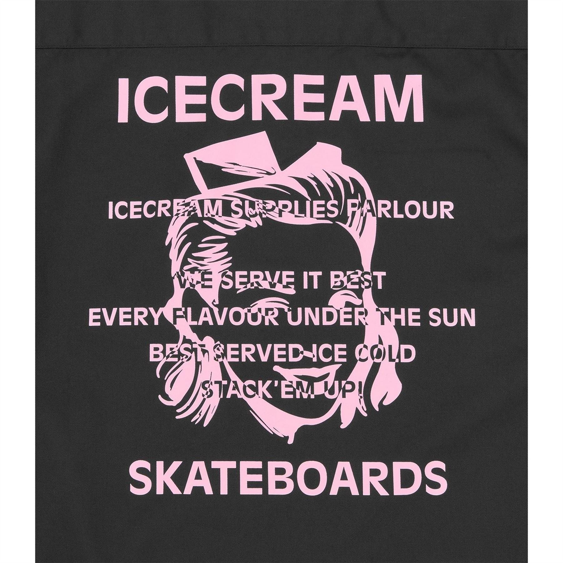 ICECREAM Quarter Zip Work Patterned Short Sleeve Shirt