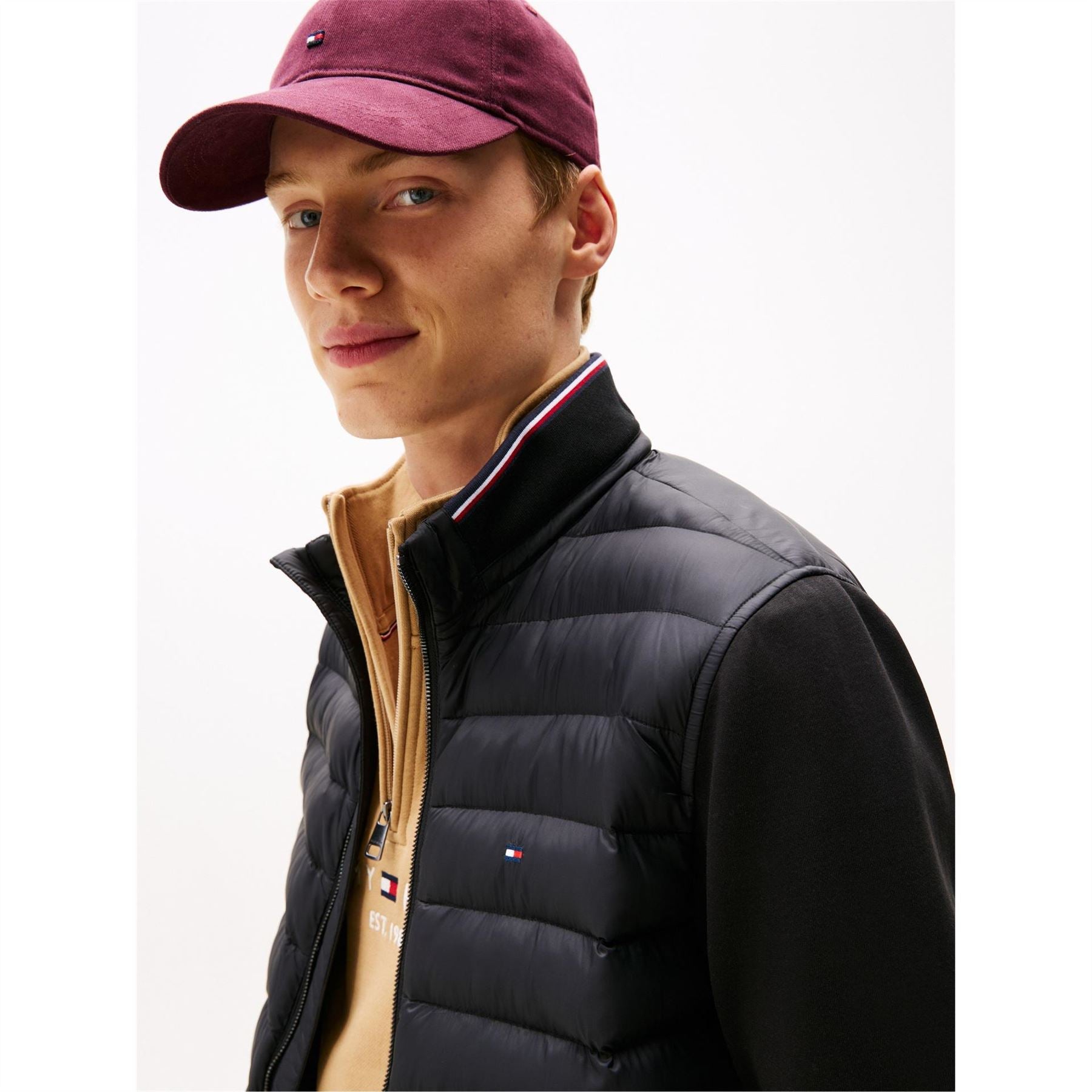 Tommy Hilfiger Solid Patterned Hybrid Jacket with Ribbed Cuff