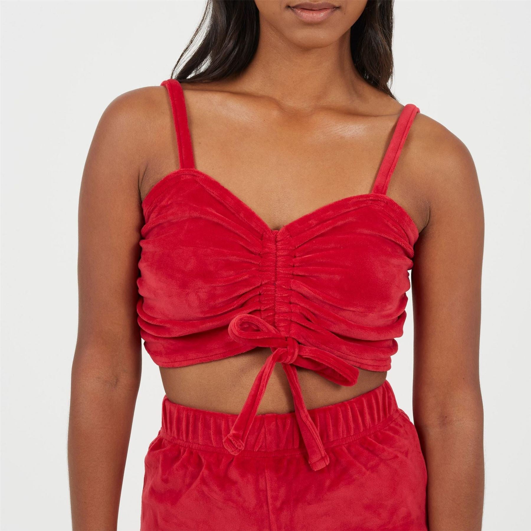Brave Soul Womens Velour Braletter And Matching Shorts Lounge Set