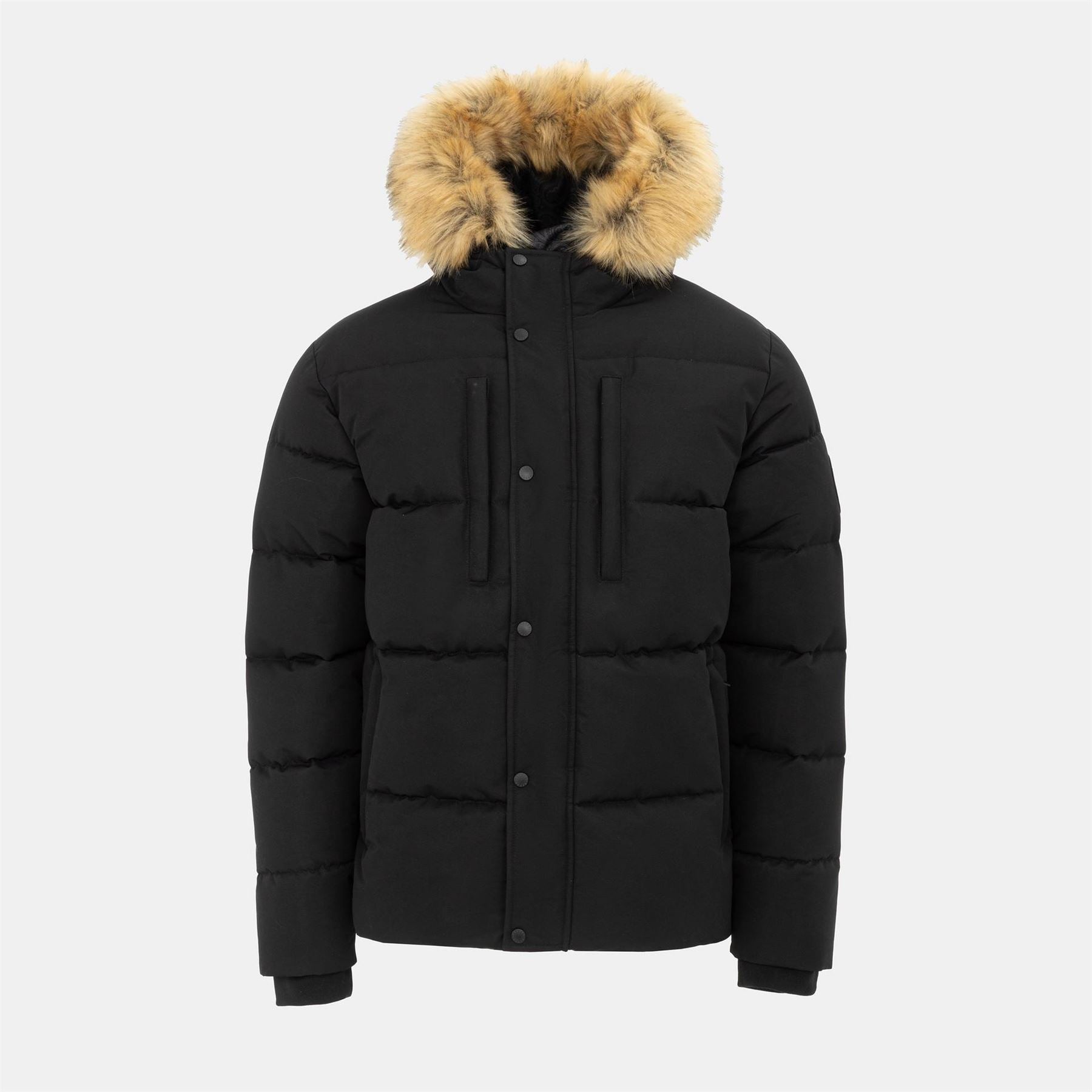Pretty Green Prettys Hooded Long Sleeve Short Puffer Jacket