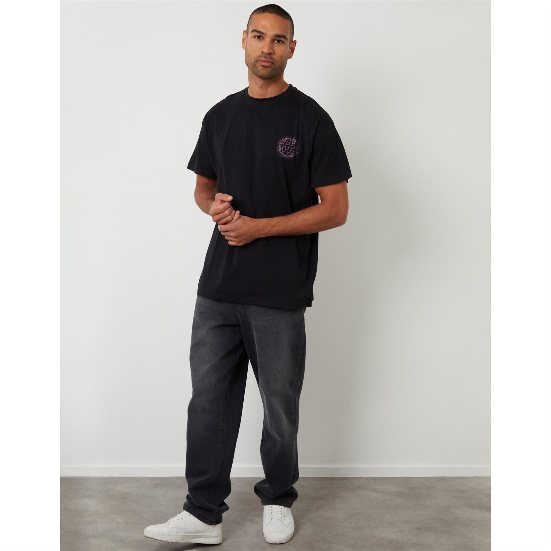Threadbare Neville Globe Lettering Graphic T-Shirt