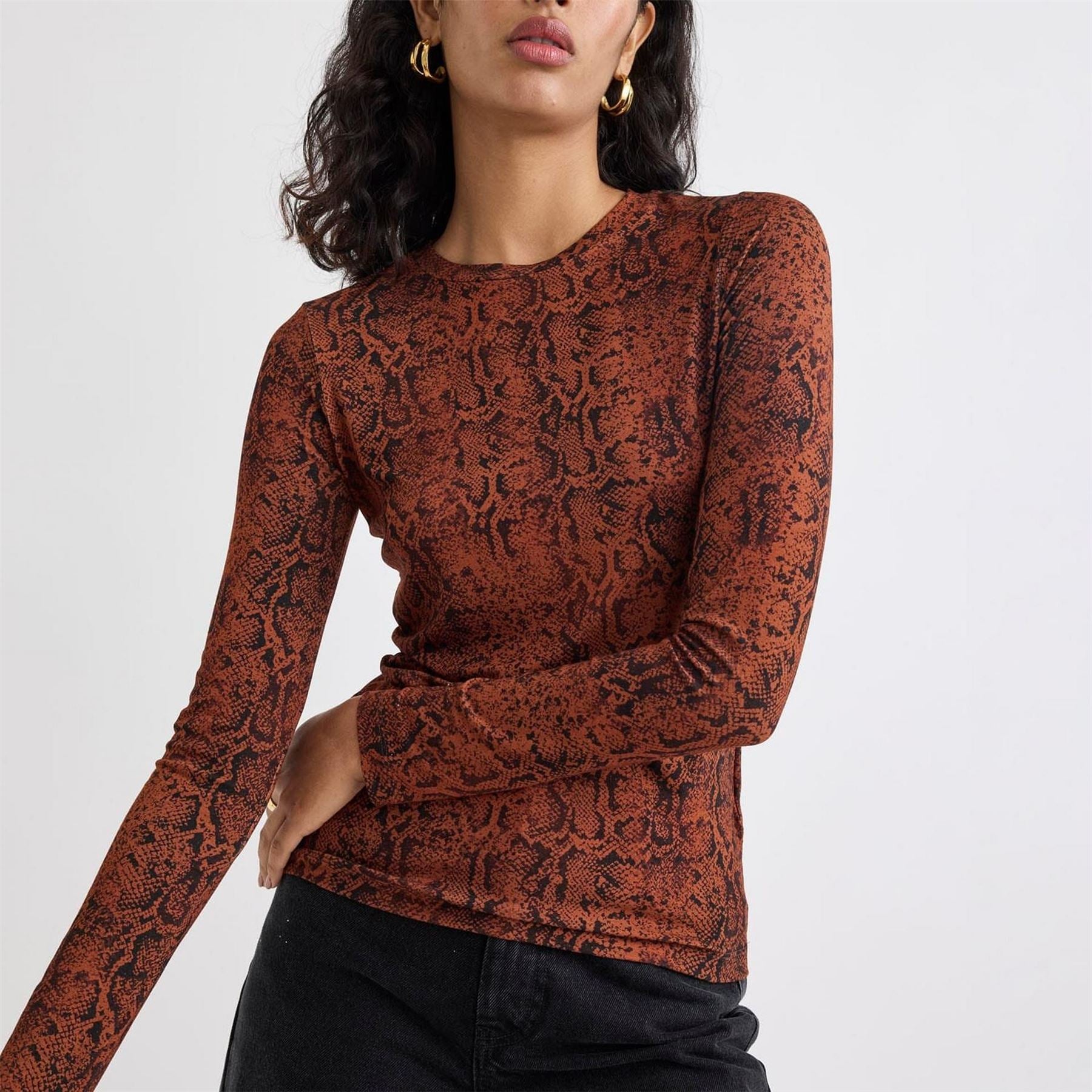 Nobodys Child Animal Print Long Sleeve Top