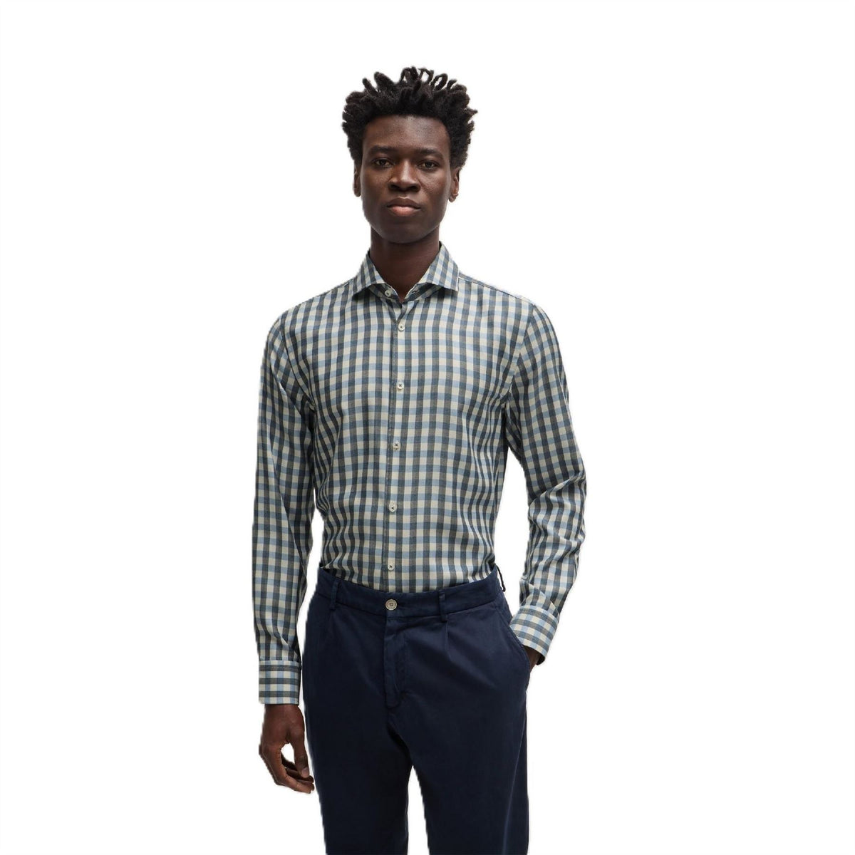 Boss Spread Collar Long Sleeve Regular Fit Oxford Shirt