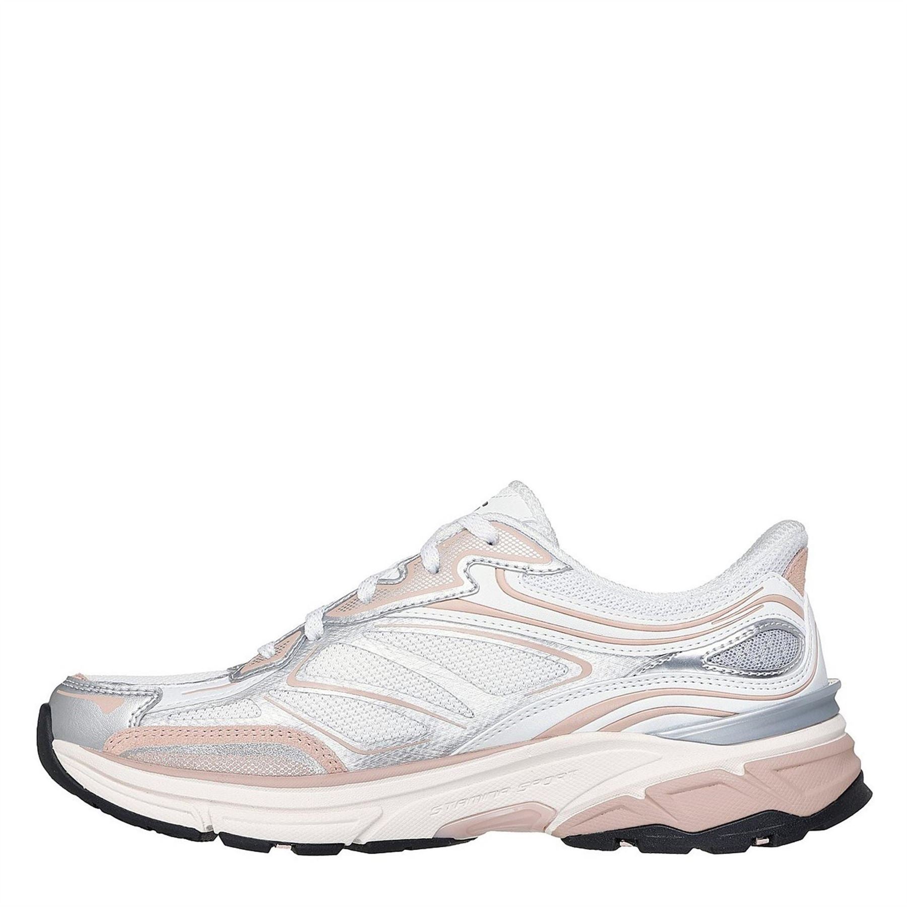 Skechers Womens Overlay Mesh Lace Up Slip  Runners
