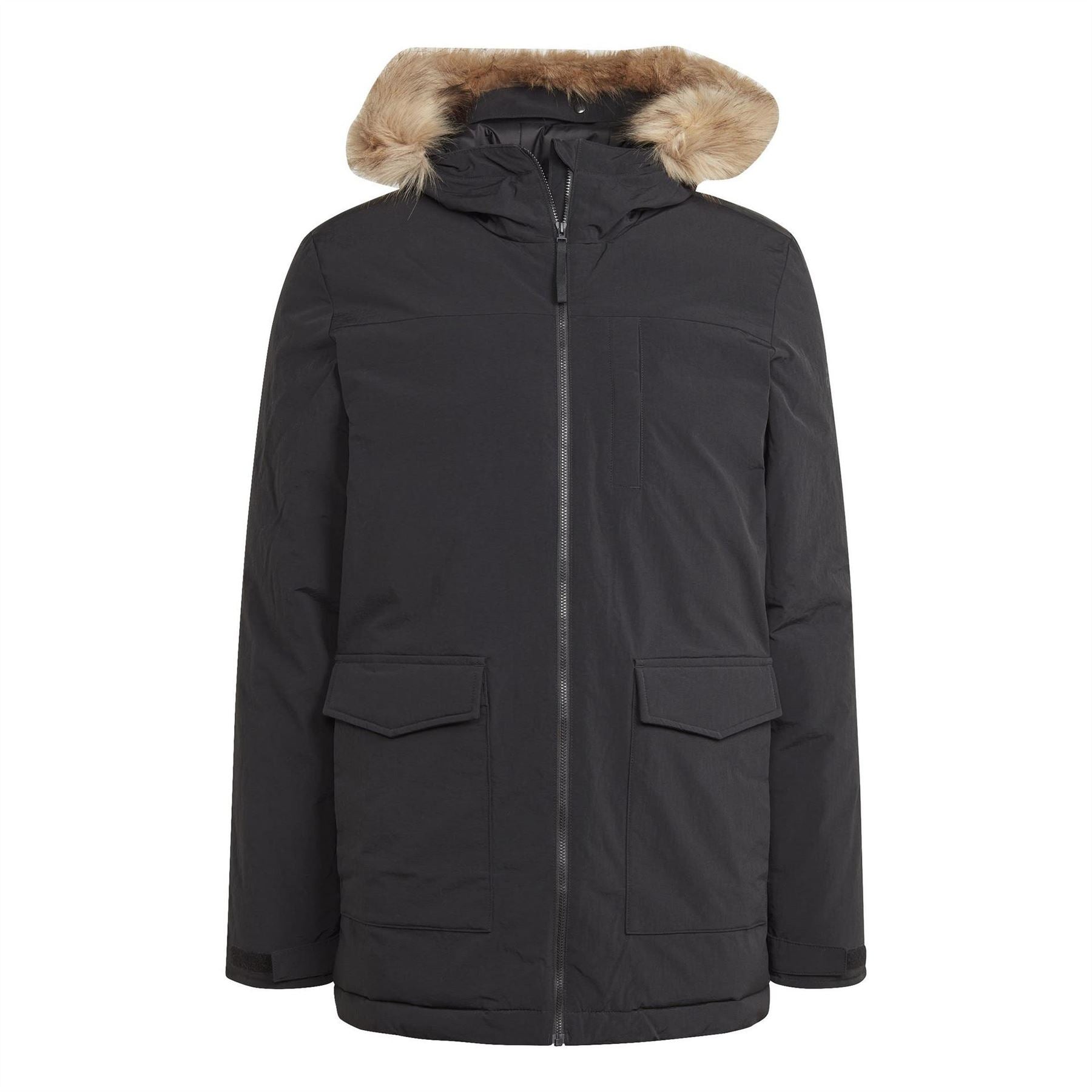 adidas Water Resistant Synthetic Insulation Removable Fur Hood Puffer Jacket