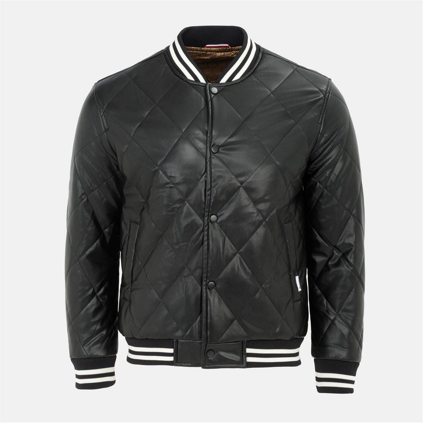 Firetrap Solid Patterned Snap Button Ribbed Cuff Bomber Jacket