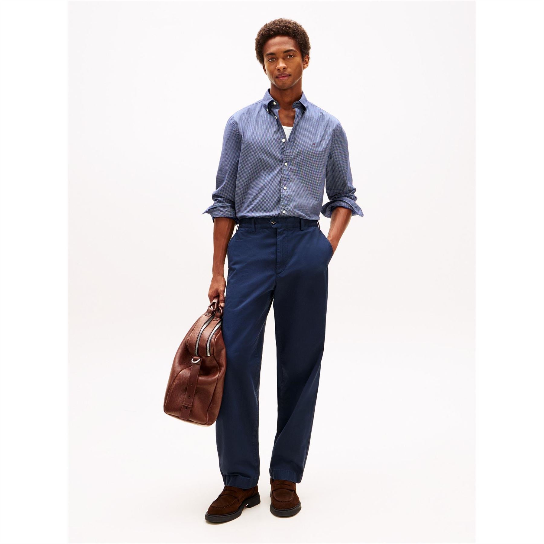Tommy Hilfiger Embroidered Collared Neck Long Sleeve Shirt