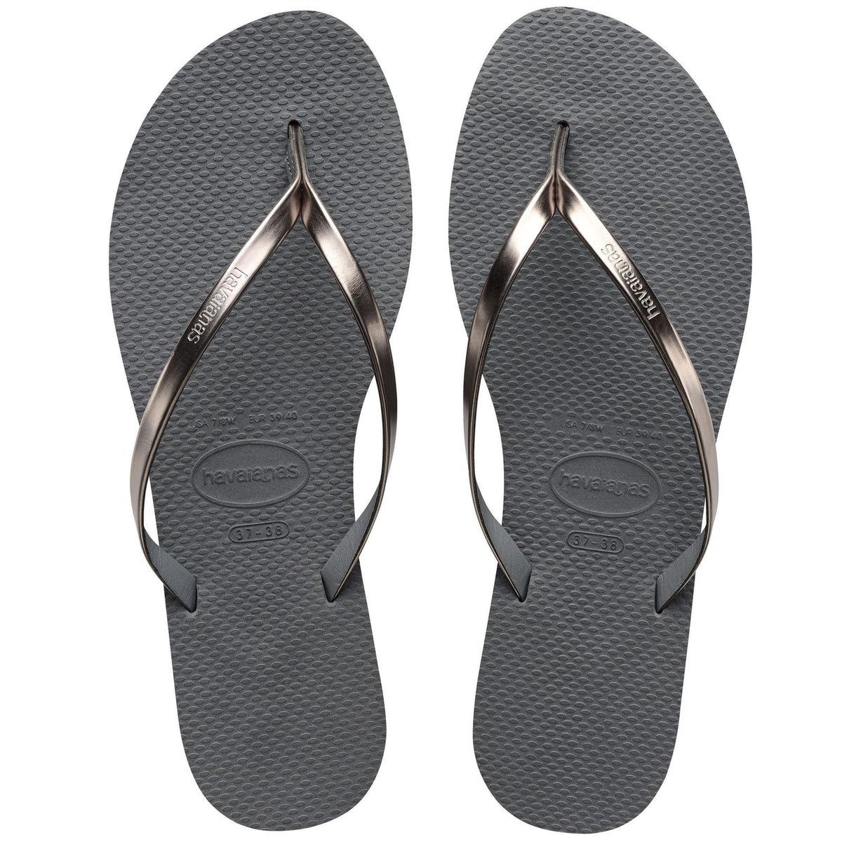 Havaianas Womens Hav. You Metallic Grey Steel Metall Flip Flops