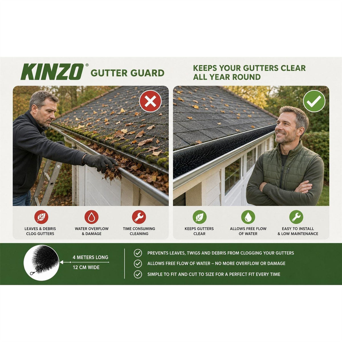 Kinzo Gutter Brush 4m