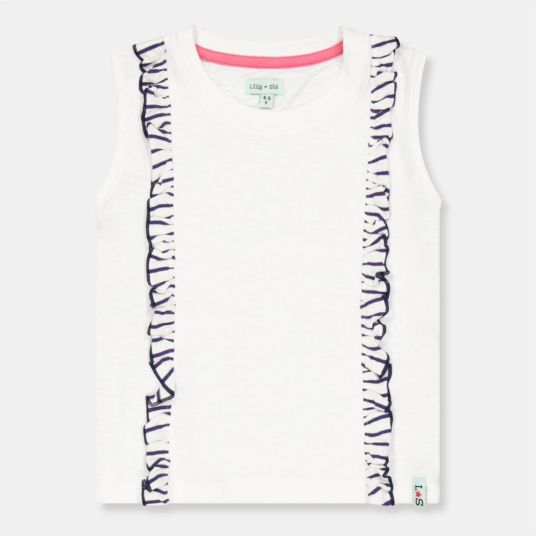Lilly and Sid Stripe Ruffle Sleeve Crew Neck T-Shirt