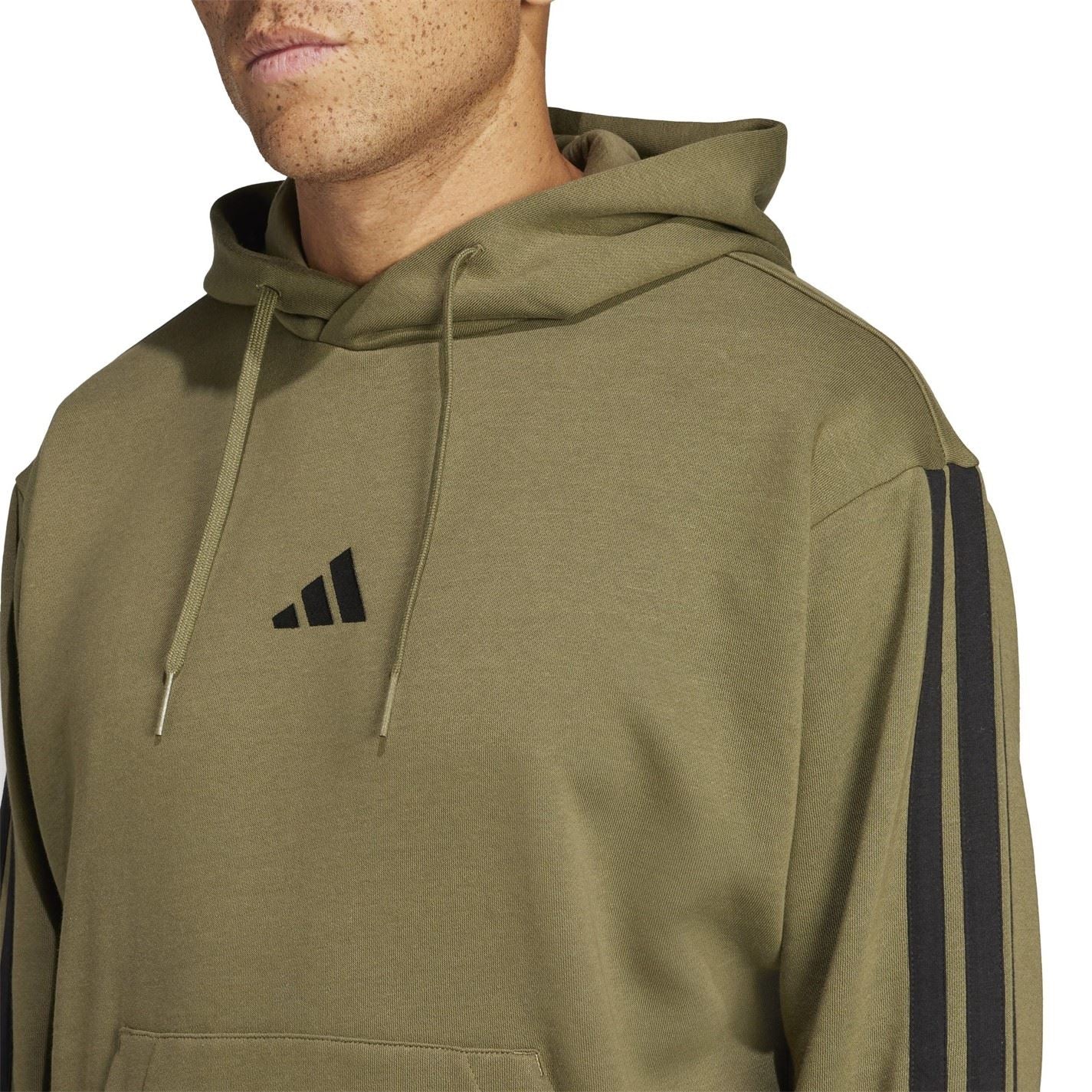 adidas Mens Fleece 3 Stripes Hoodie