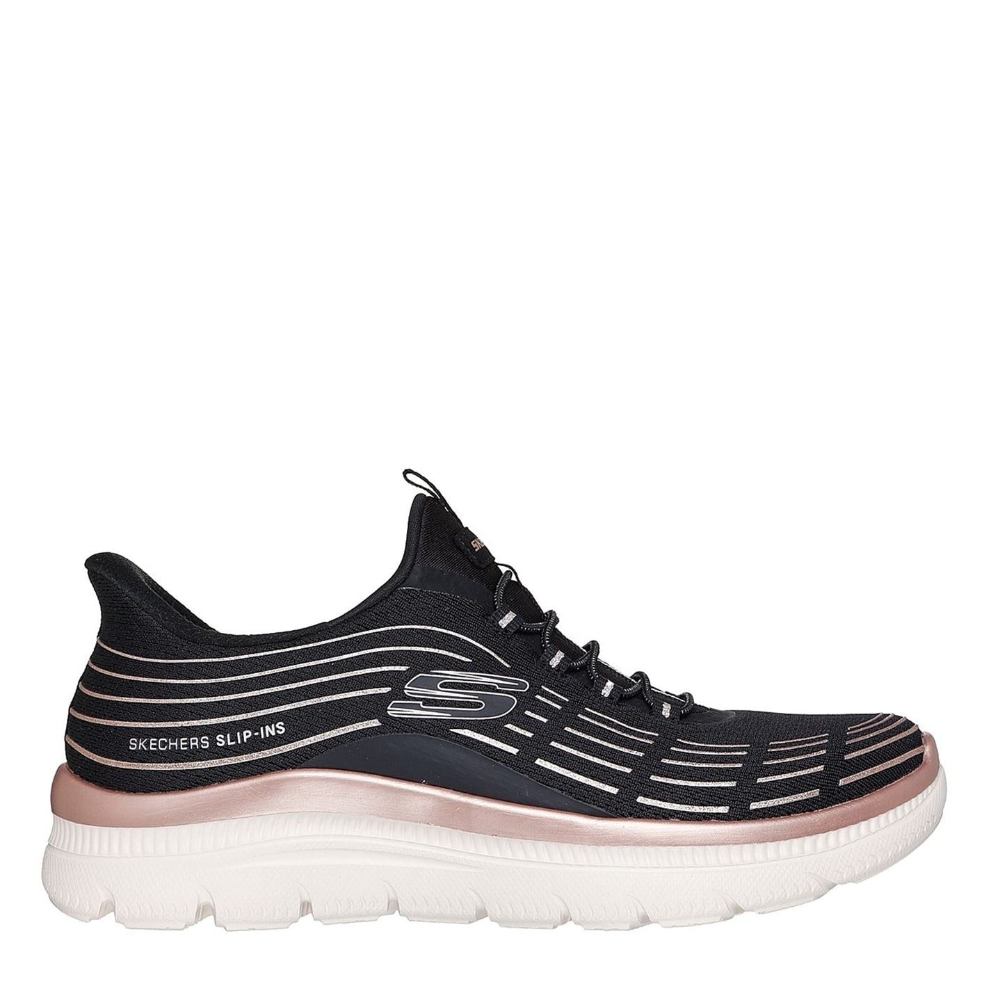 Skechers Womens Mesh Bungee Glitter 3d Print Integr Slip On Trainers