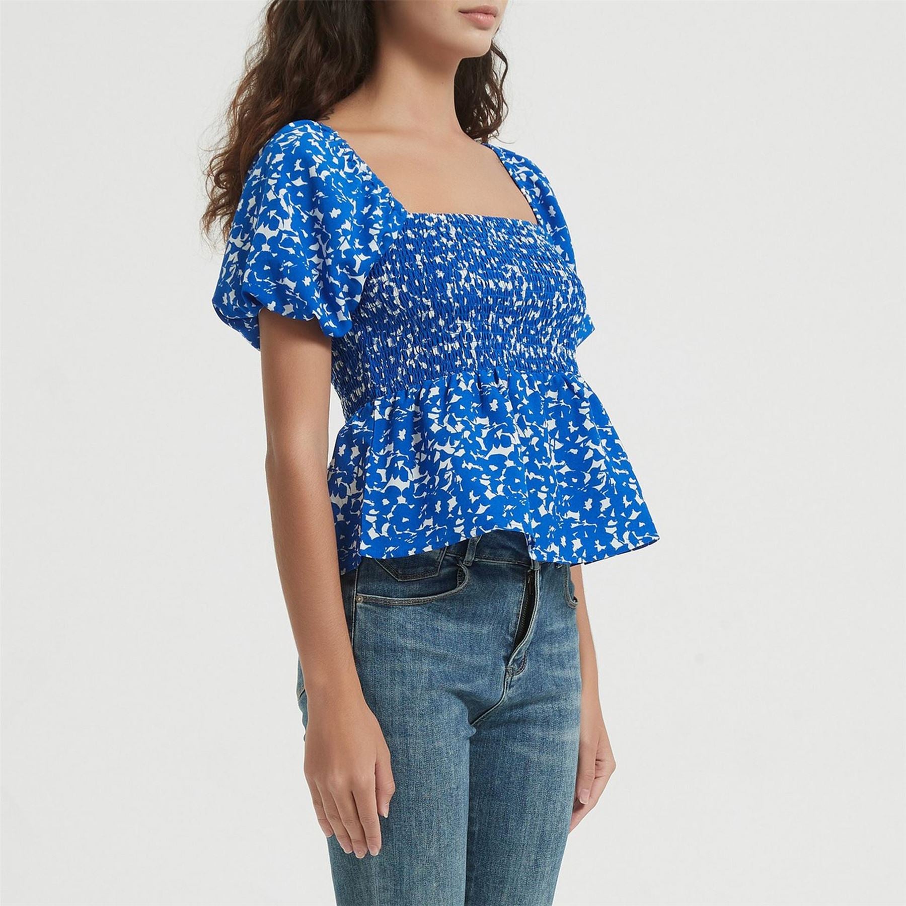 Be You Square Neck Regular Fit Short Sleeve Blouse