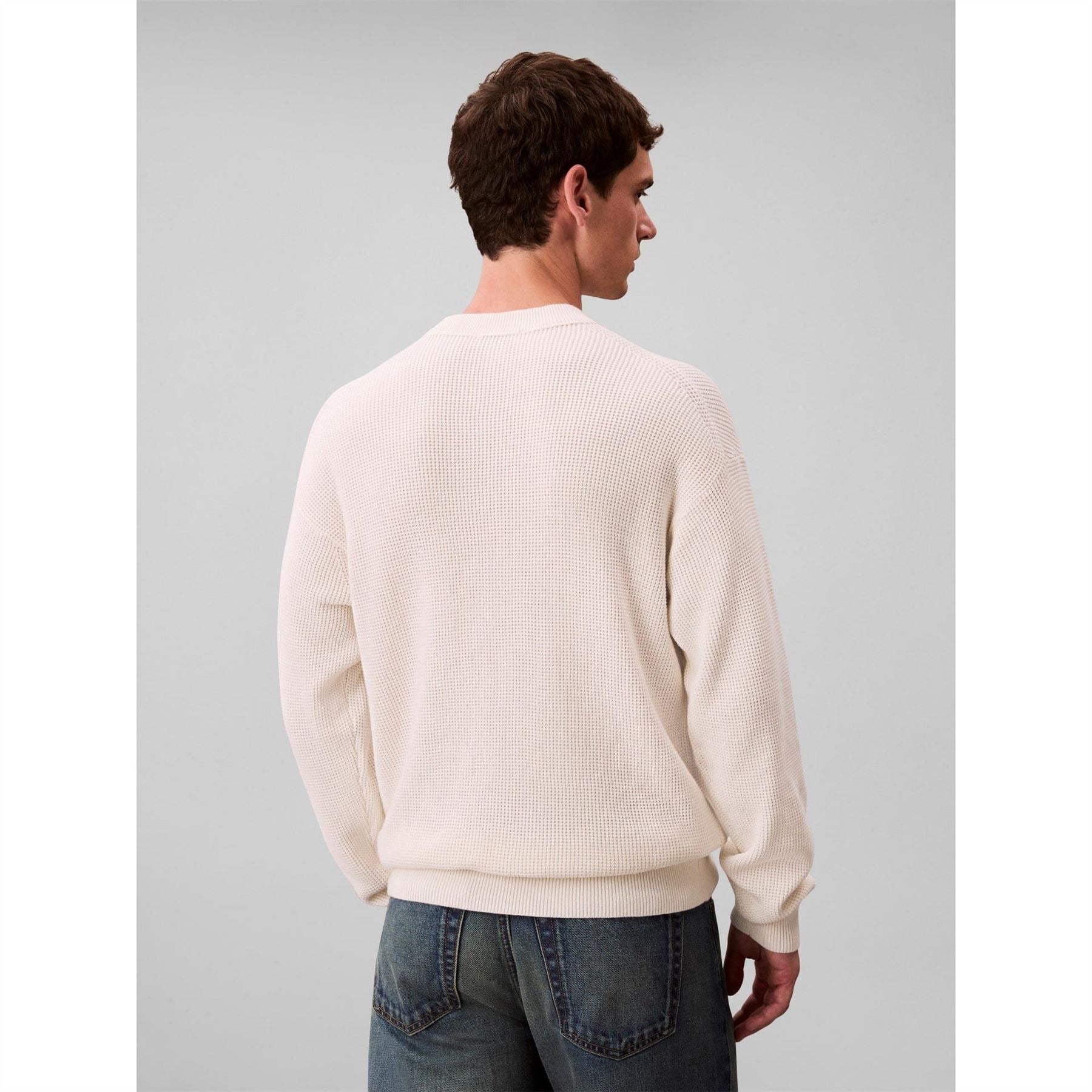 Calvin Klein Jeans Crew Neck Ribbed Collar Long Sleeve Sweater