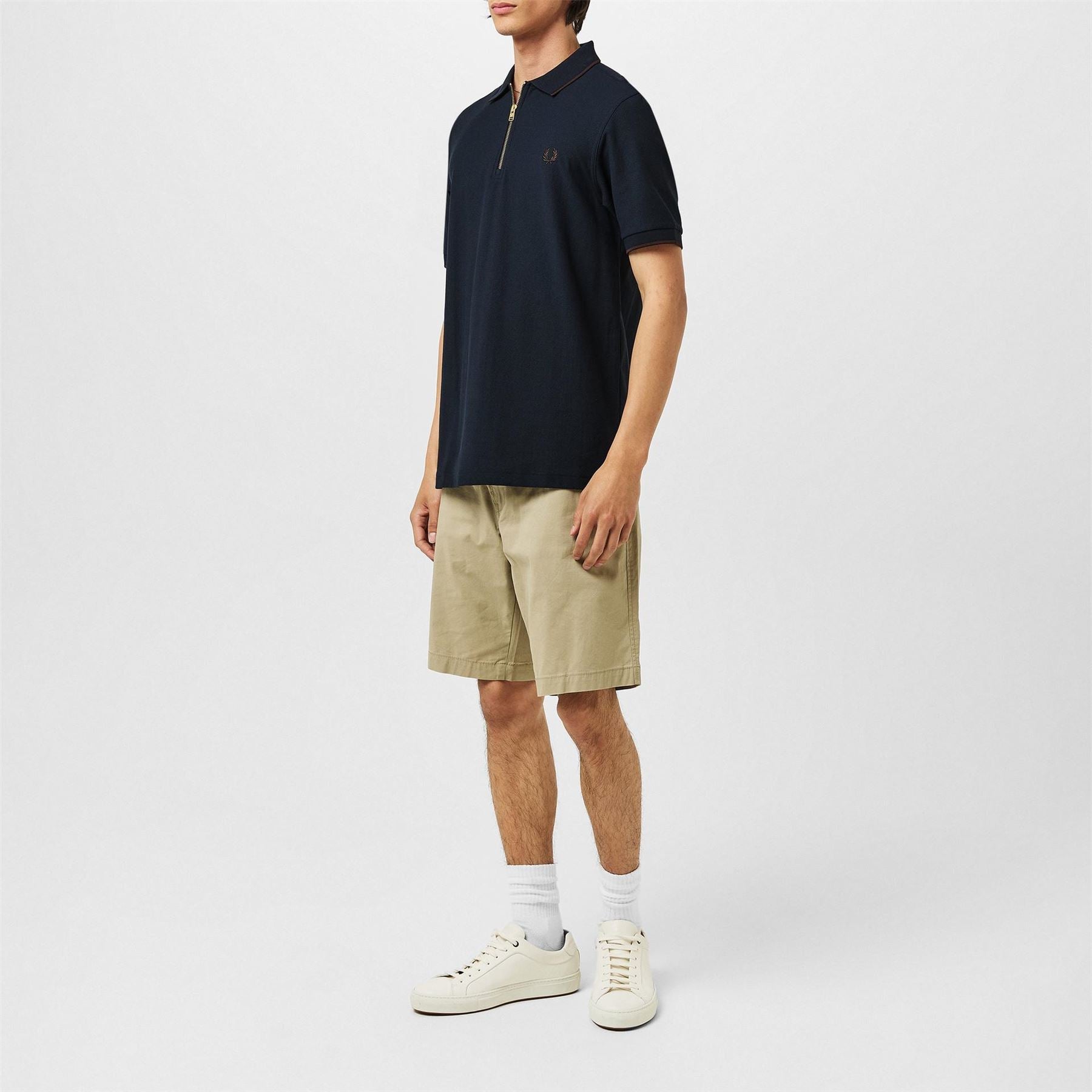 Fred Perry Crepe Zipped Short Sleeve Polo Shirt