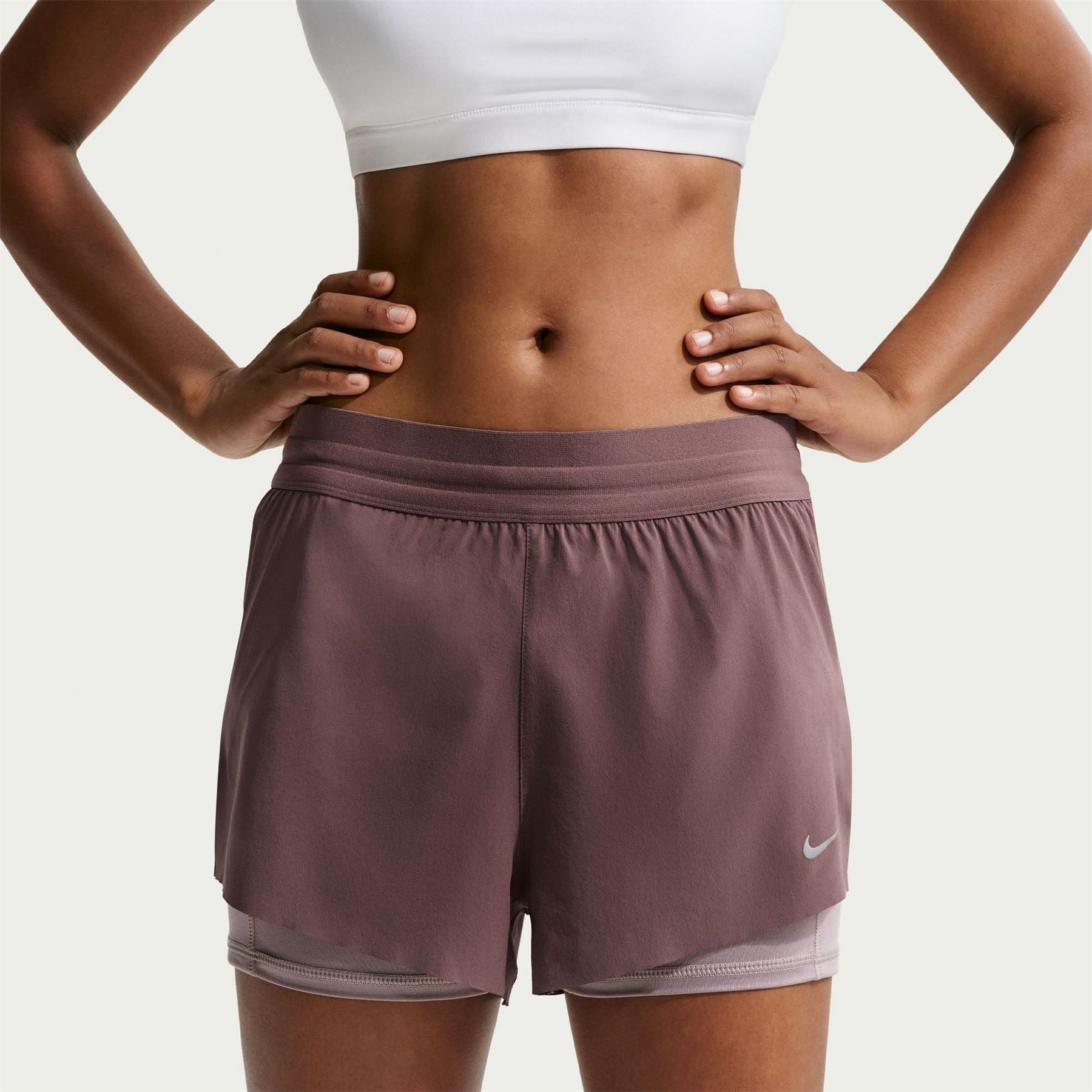Nike Womens Dri Fit Swift Mid Rise 3 2 In 1 Shorts