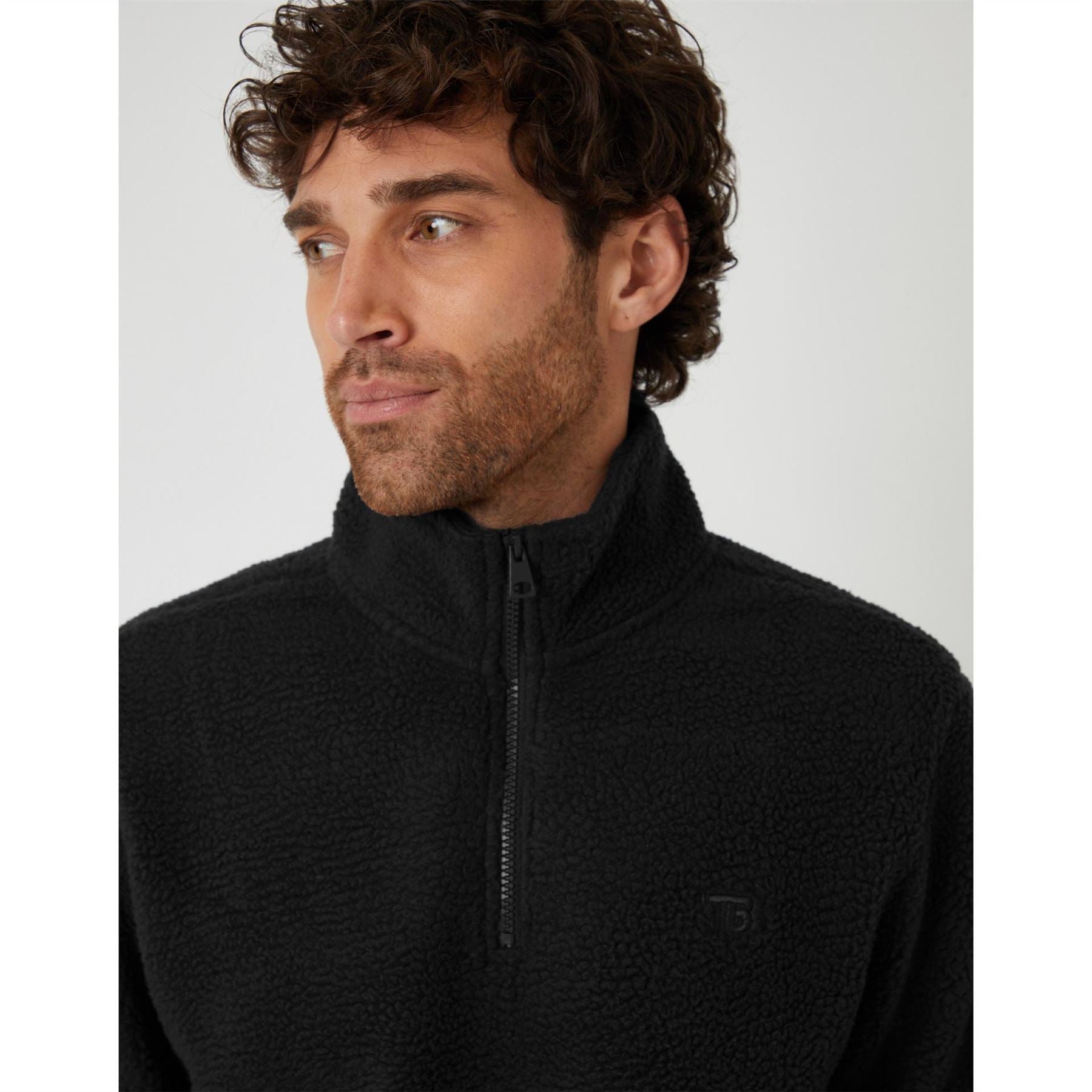 Threadbare Quarter Zip Funnel Neck Long Sleeve Sweatshirt