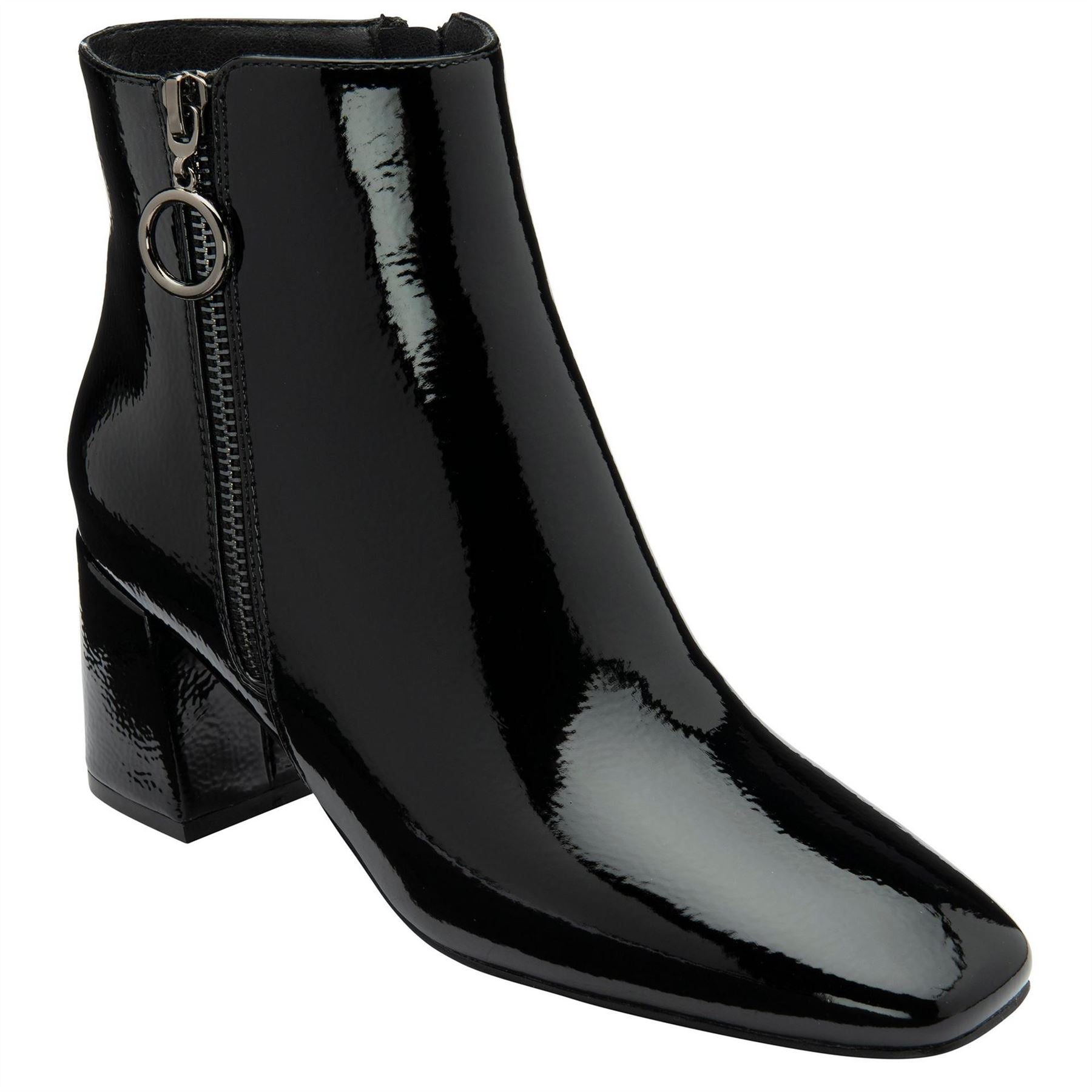 Lotus Shoes Furiosa Black Patent Heeled Ankle Boots