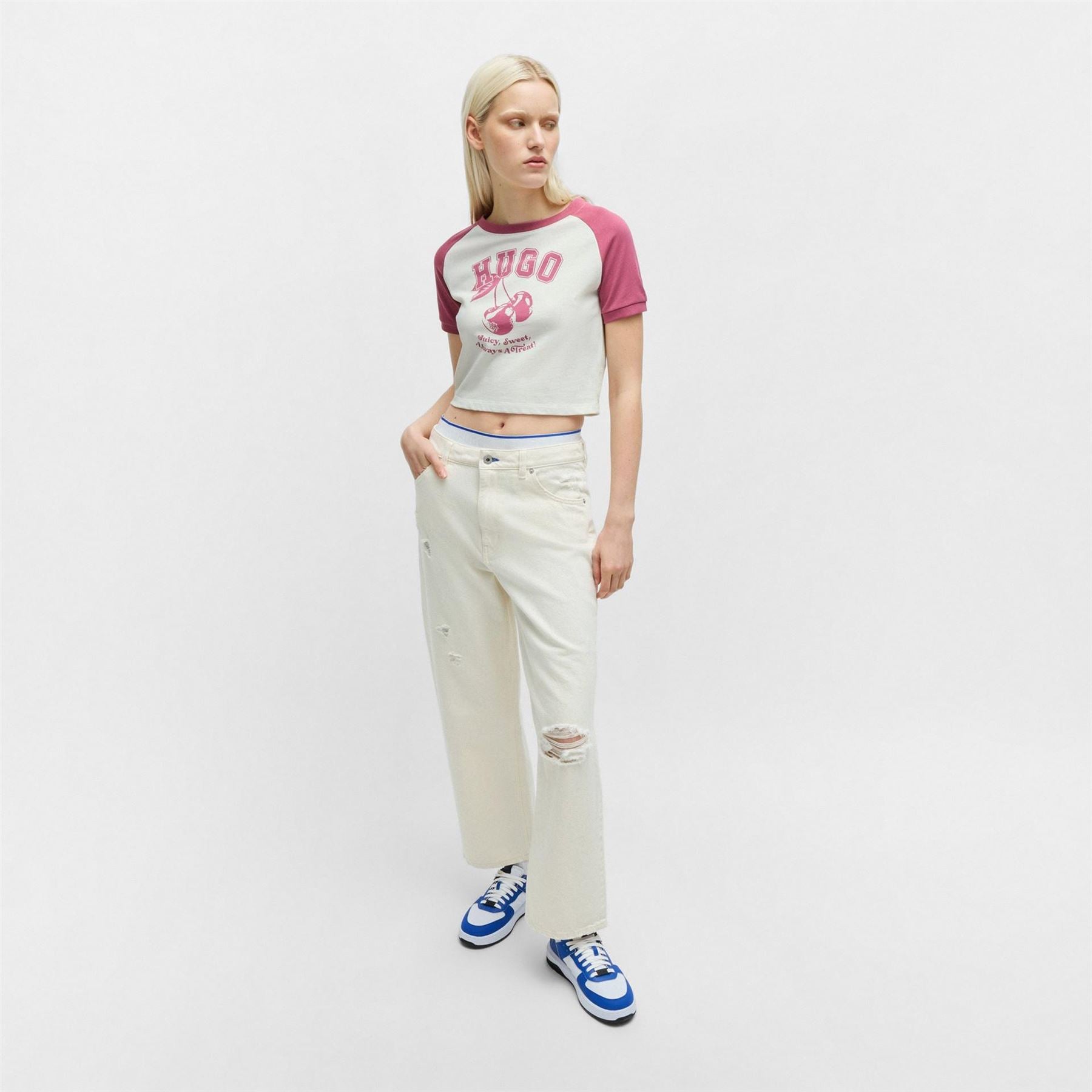 Hugo Cropped Crew Neck Short Sleeve T-Shirt