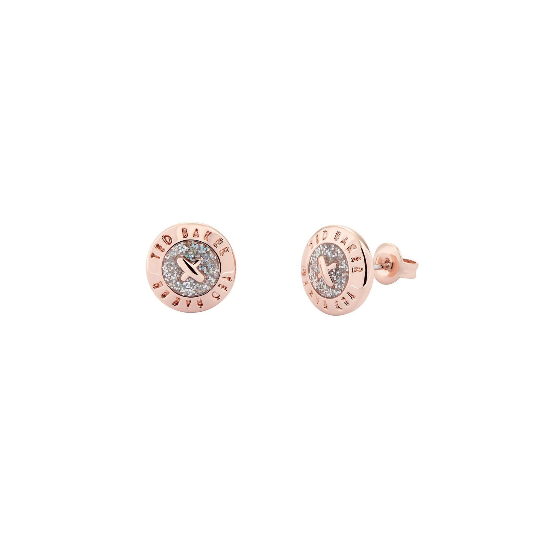 Ted Baker Crystal Stud Earrings with Engraved Logo