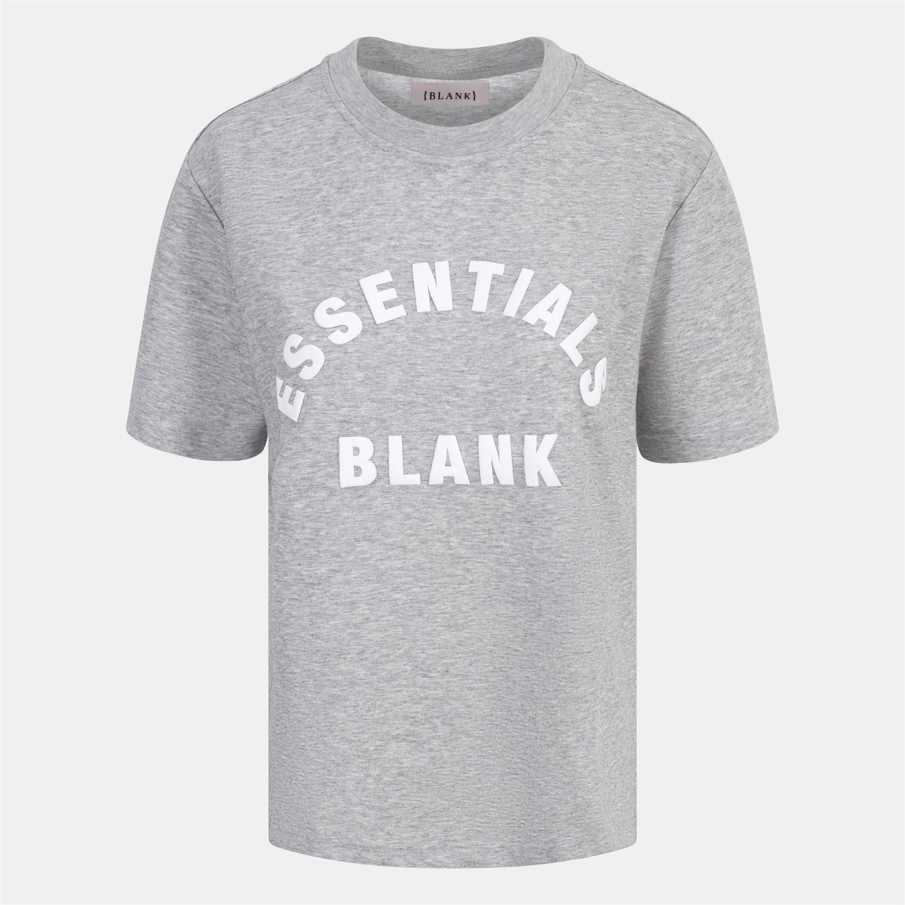 Blank Essentials Lettering Crew Neck Ribbed Collar Short Sleeve Boyfriend T-Shirt