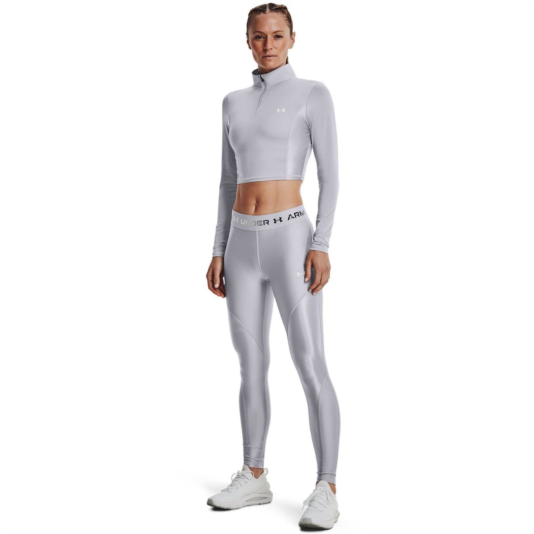 Under Armour Shine Crop Quarter Zip Fleece Top