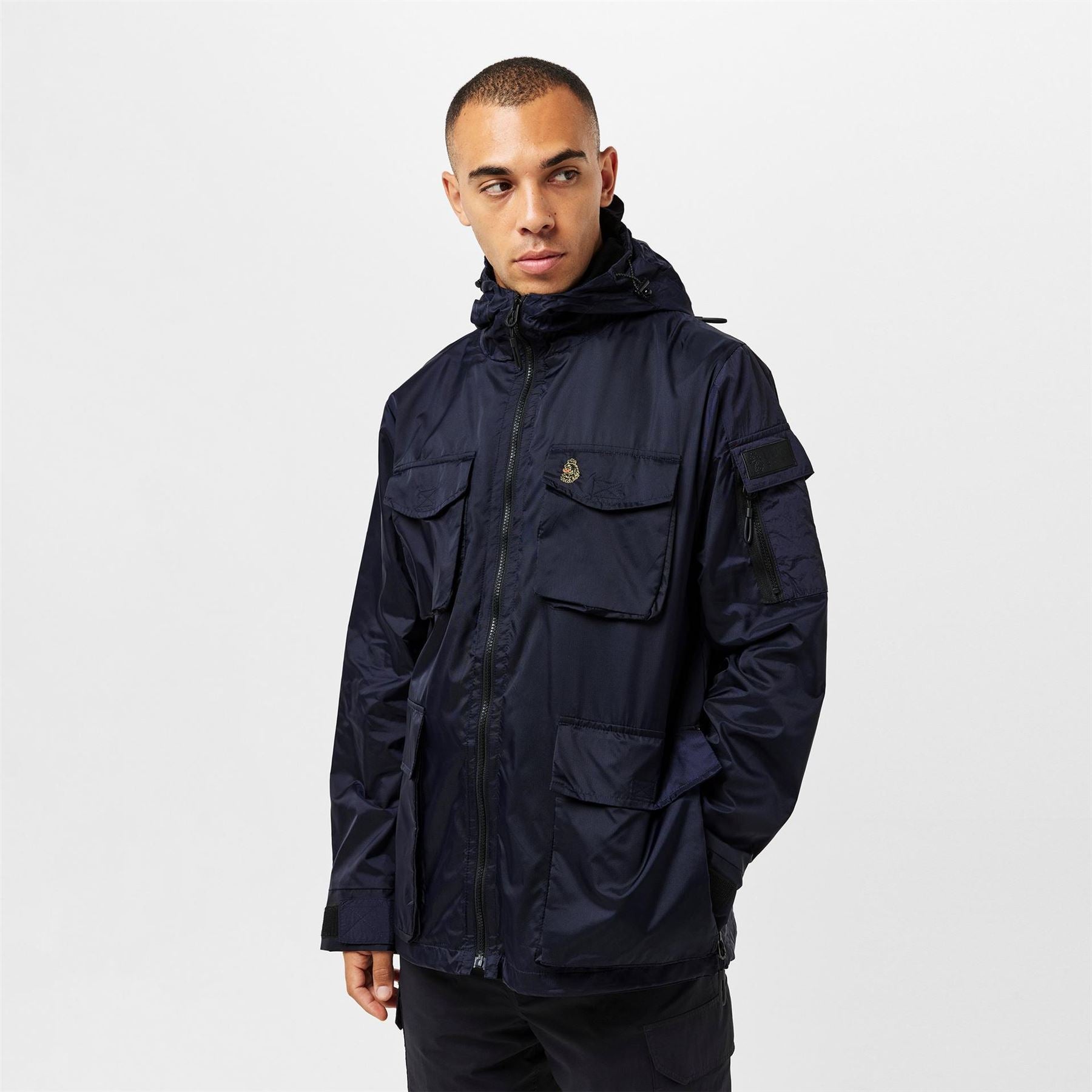 Luke Curation Hooded Snap Button Solid Patterned Softshell Jacket