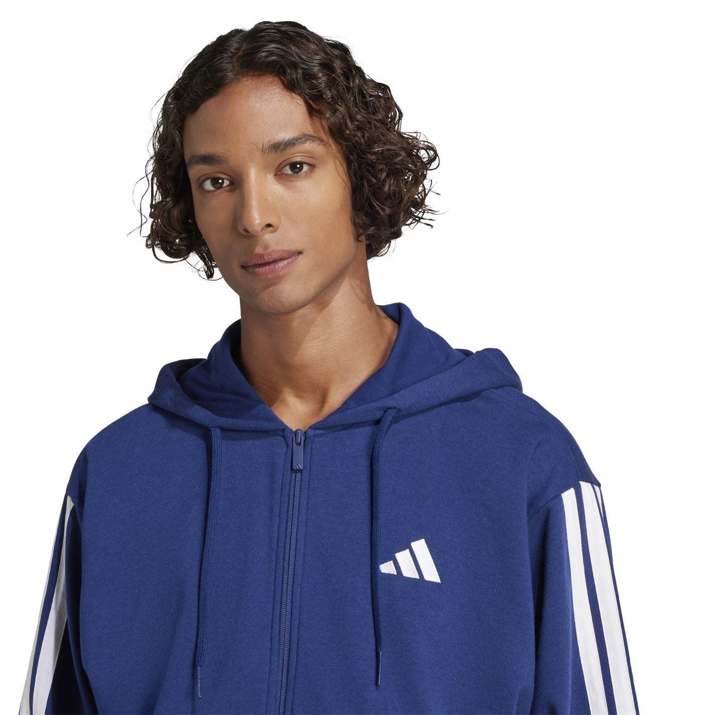 adidas Mens Essentials French Terry 3 Stripes Zip Hoodie
