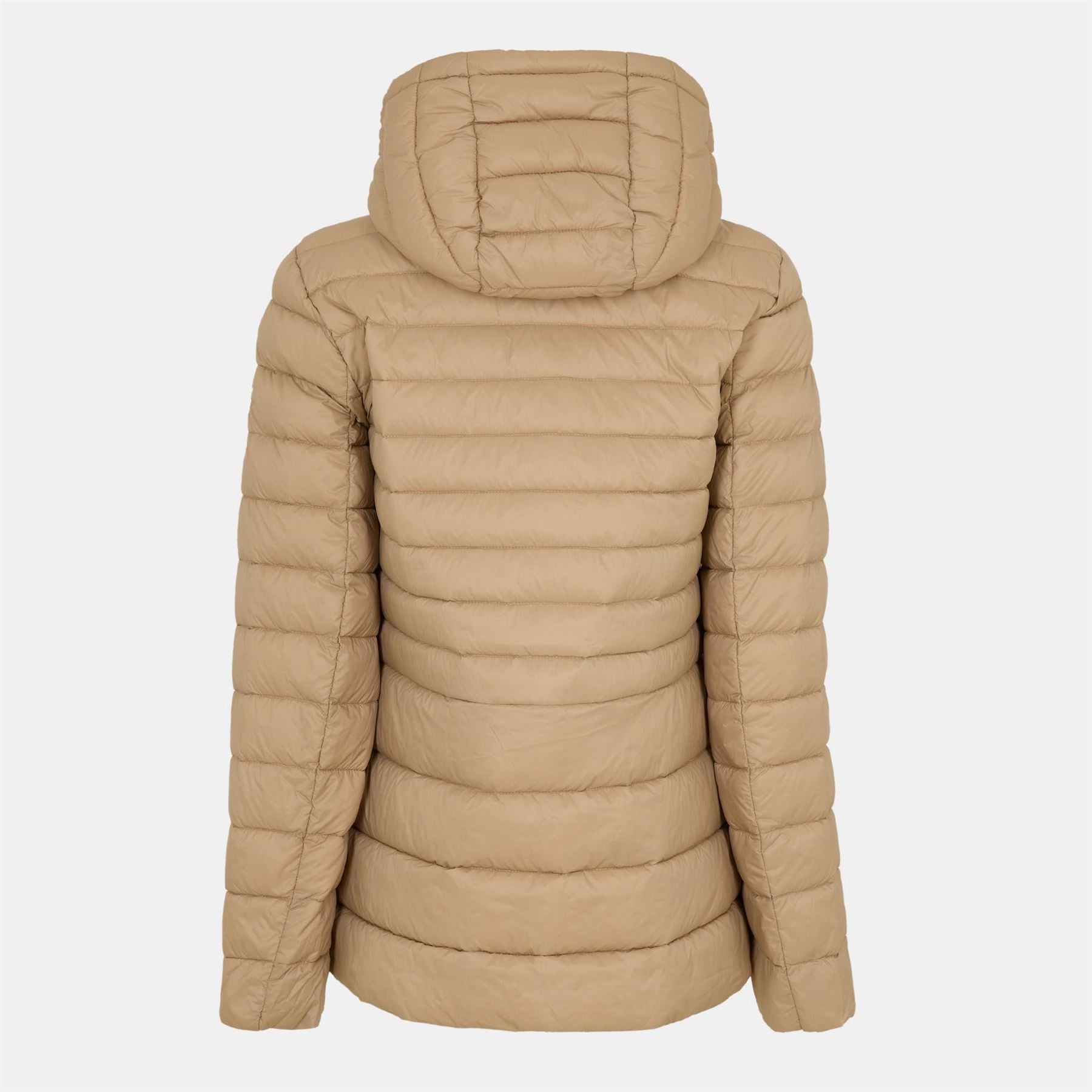 Lauren by Ralph Lauren Hooded Drawstring Horizontal Patterned Puffer Jacket