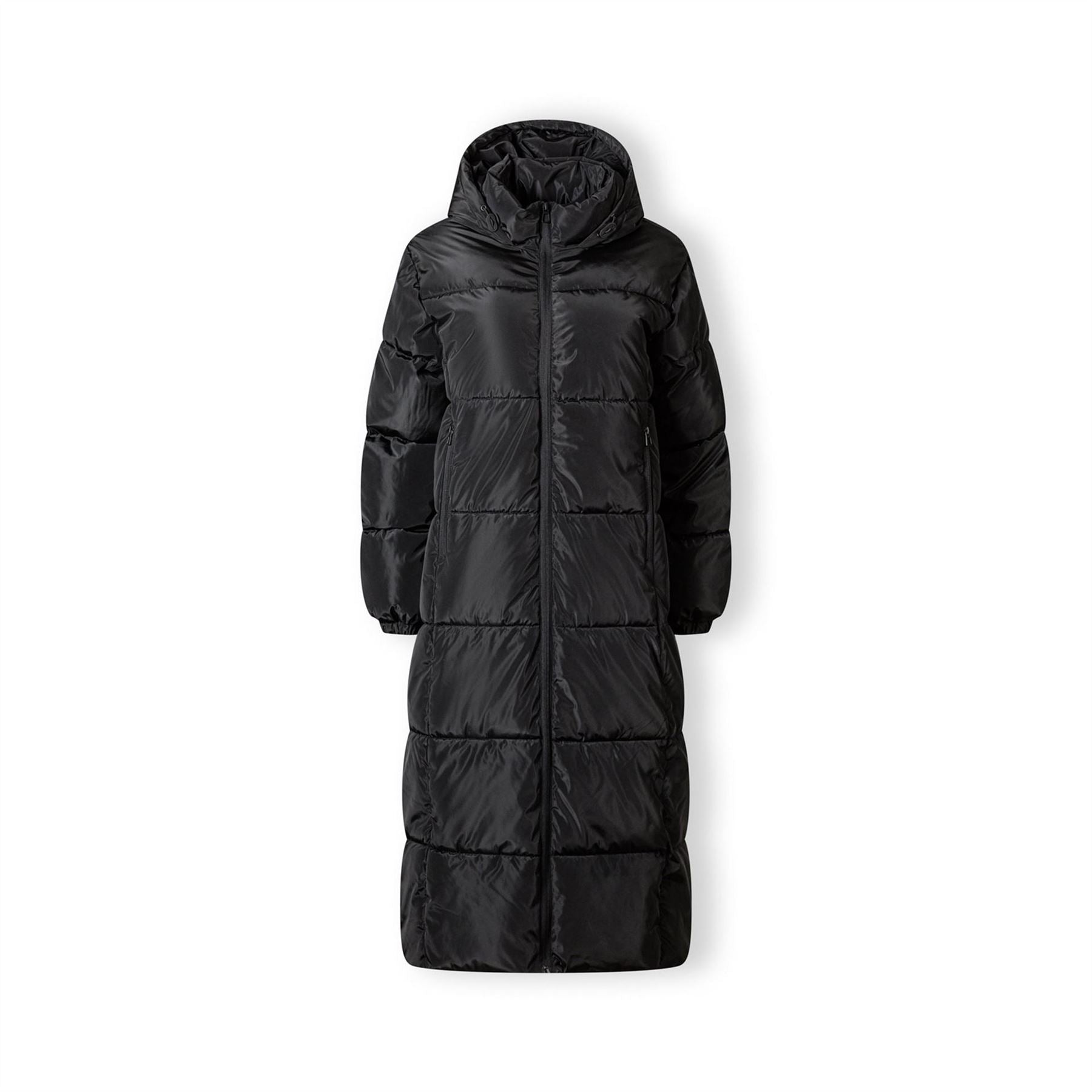 Minoti Women Long Quilted Winter Jacket With Drawstring Hood Black