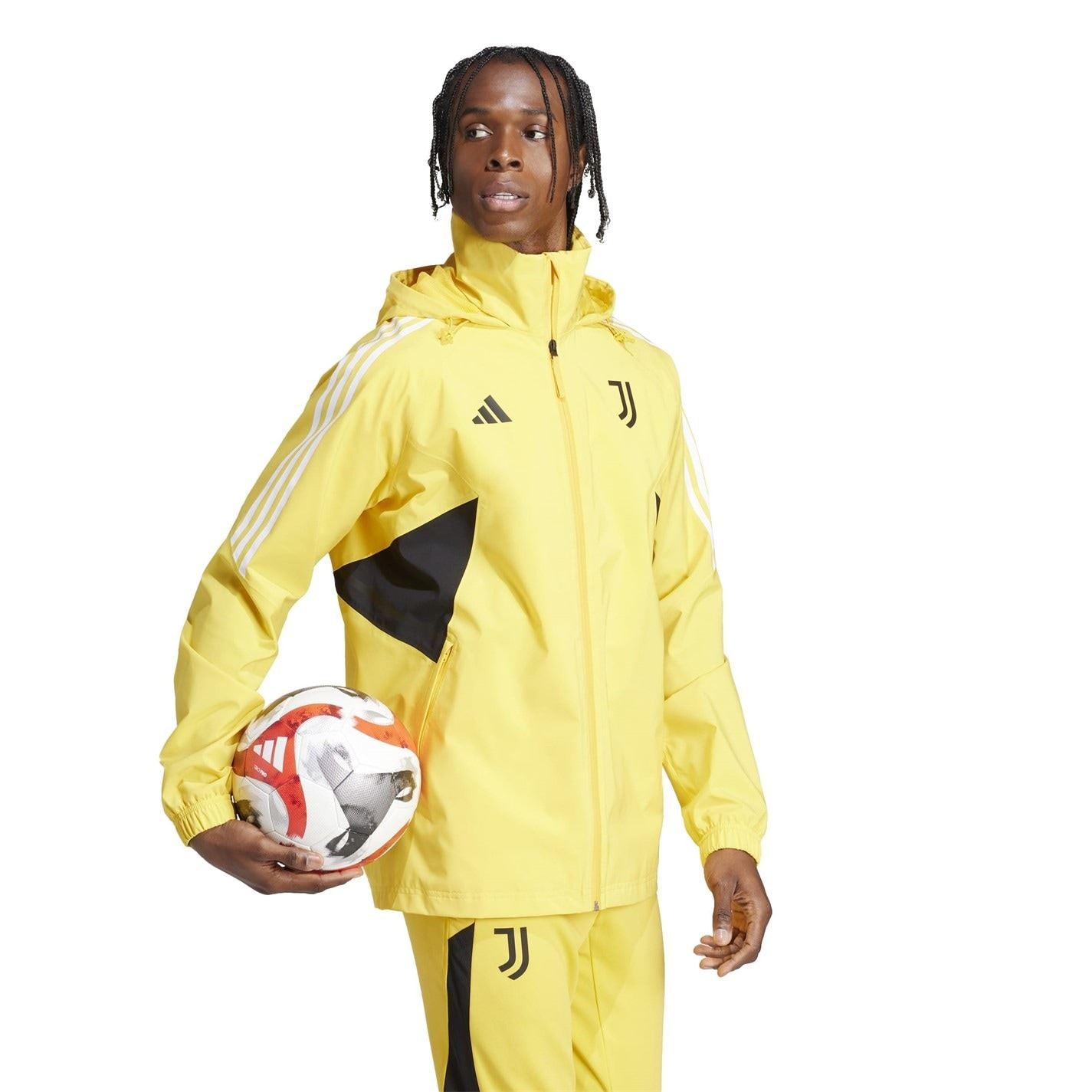 adidas Juve Hooded Rain Jacket with Side Pocket