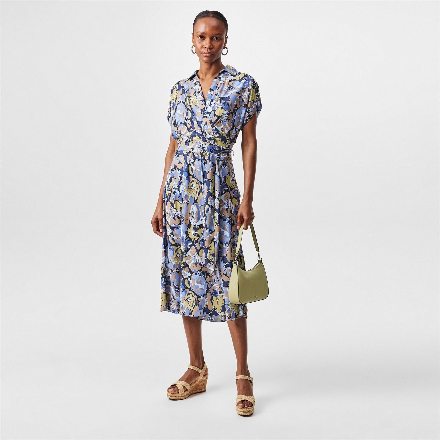 Lauren by Ralph Lauren Belted Crepe Dress
