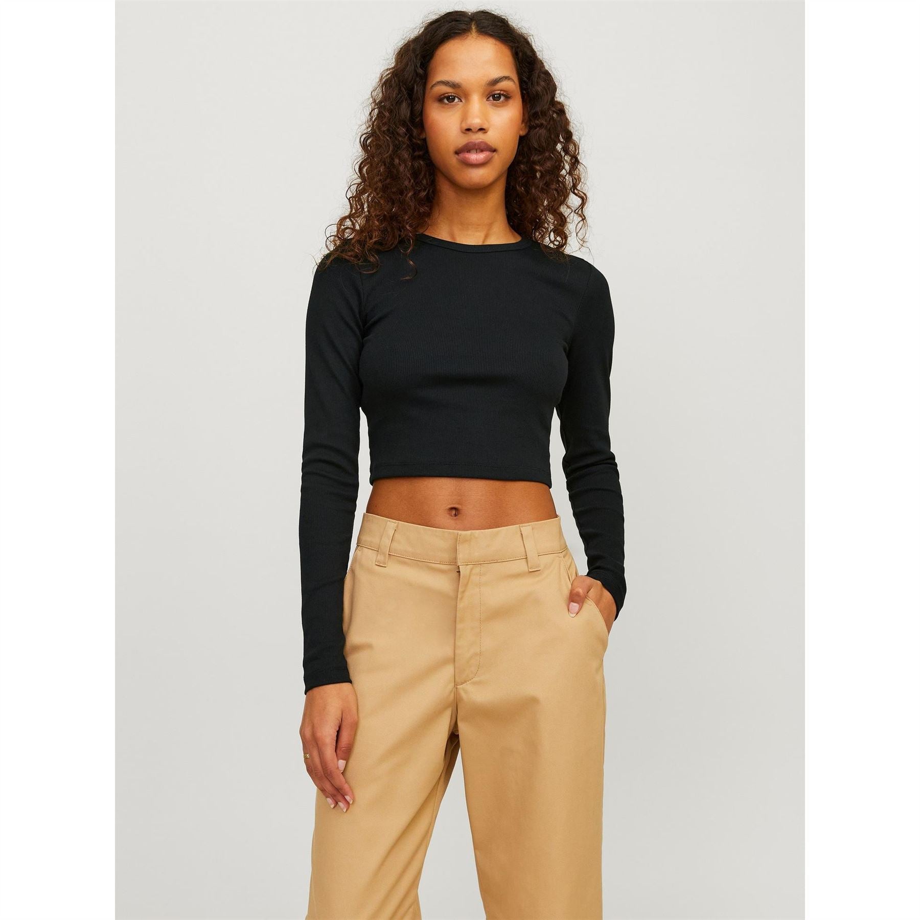JJXX Feline Slim Fit Cropped Long Sleeve T-Shirt