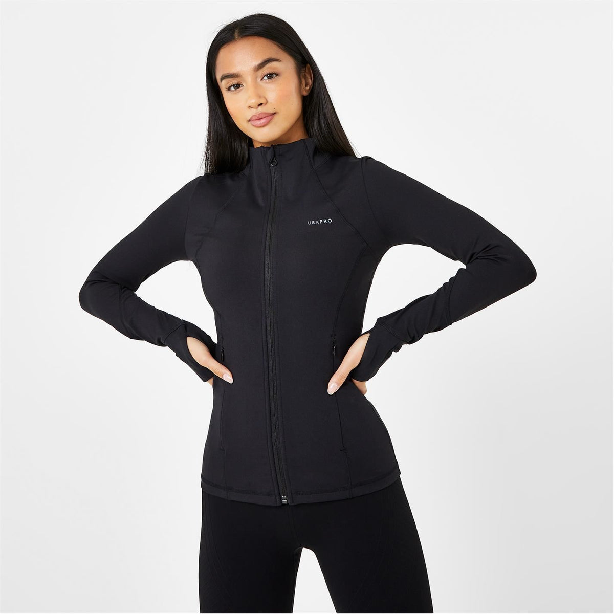 USA Pro Core Fitness Long Sleeve Slim Fit Performance Training Jacket