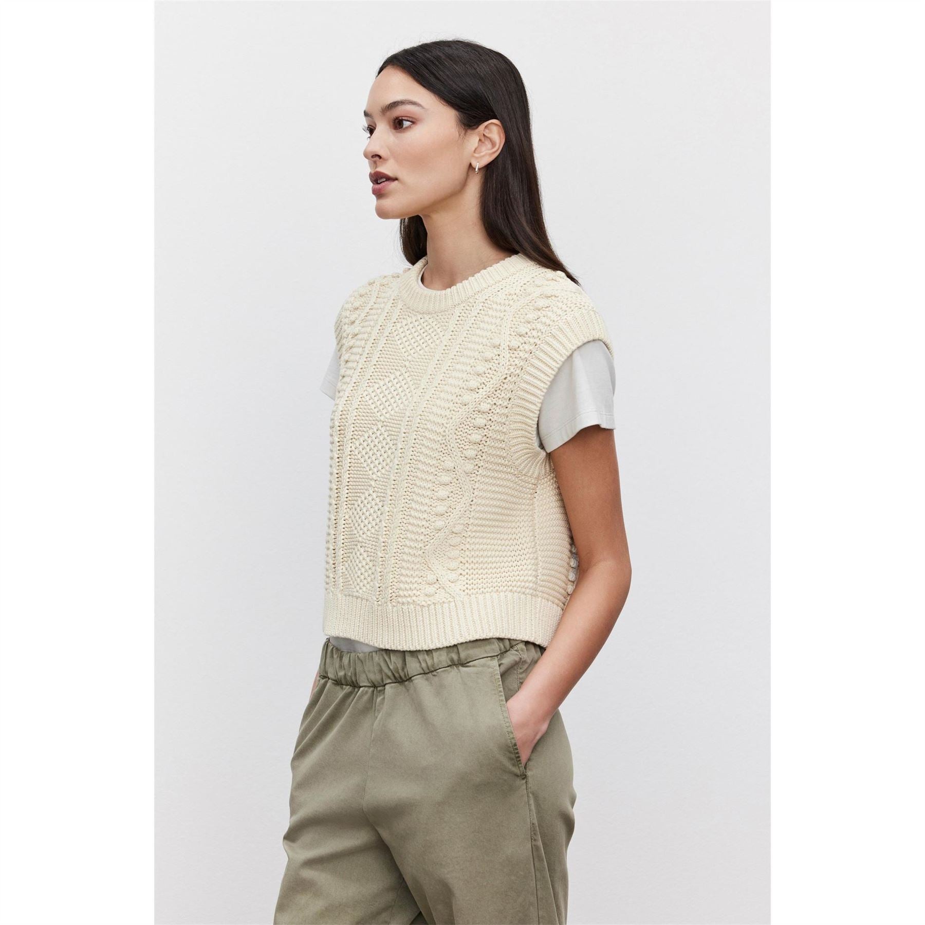 Velvet by Graham and Spencer Cable Detail Regular Fit Sweater