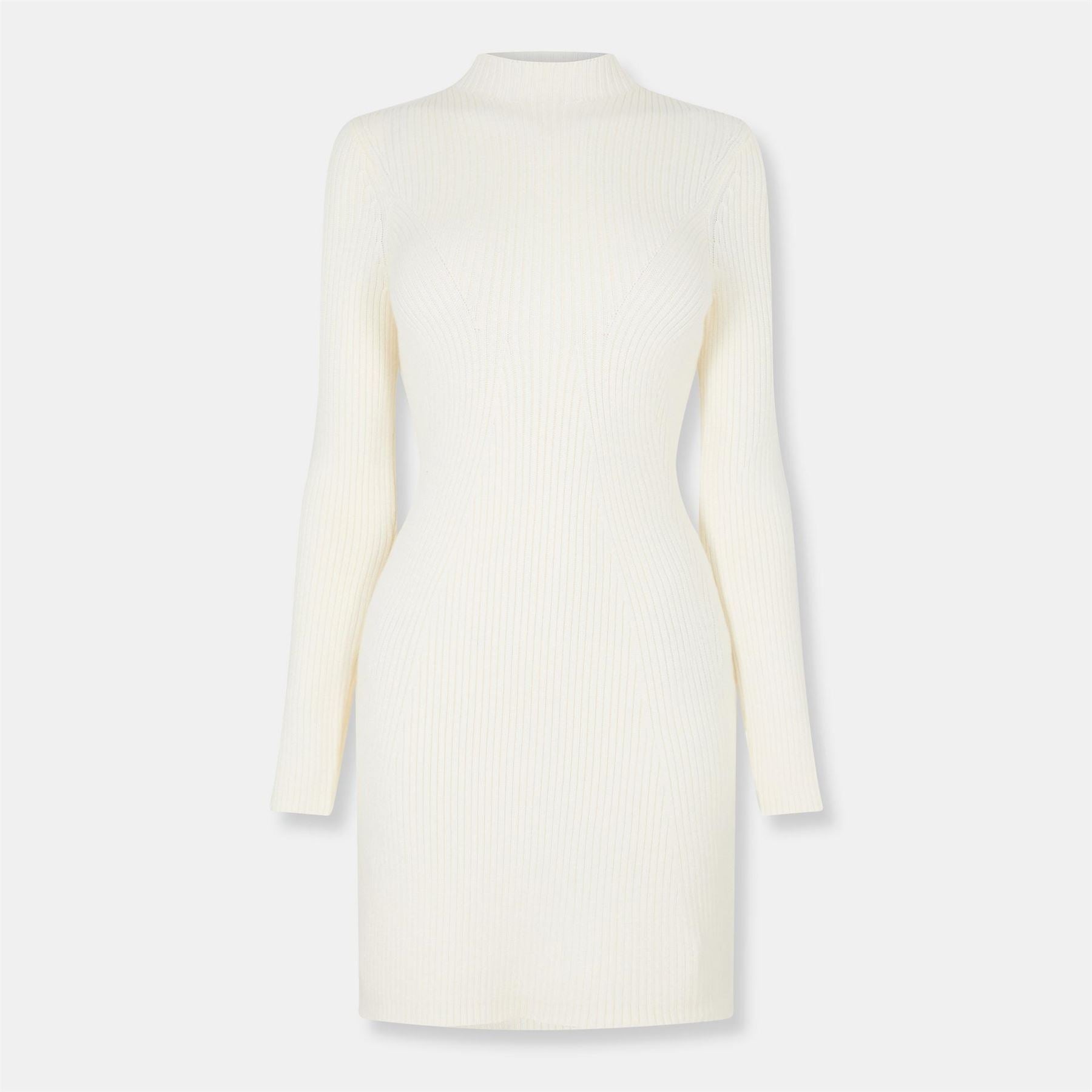 Jack Wills Rib Mock Neck Long Sleeve Knee Length Dress