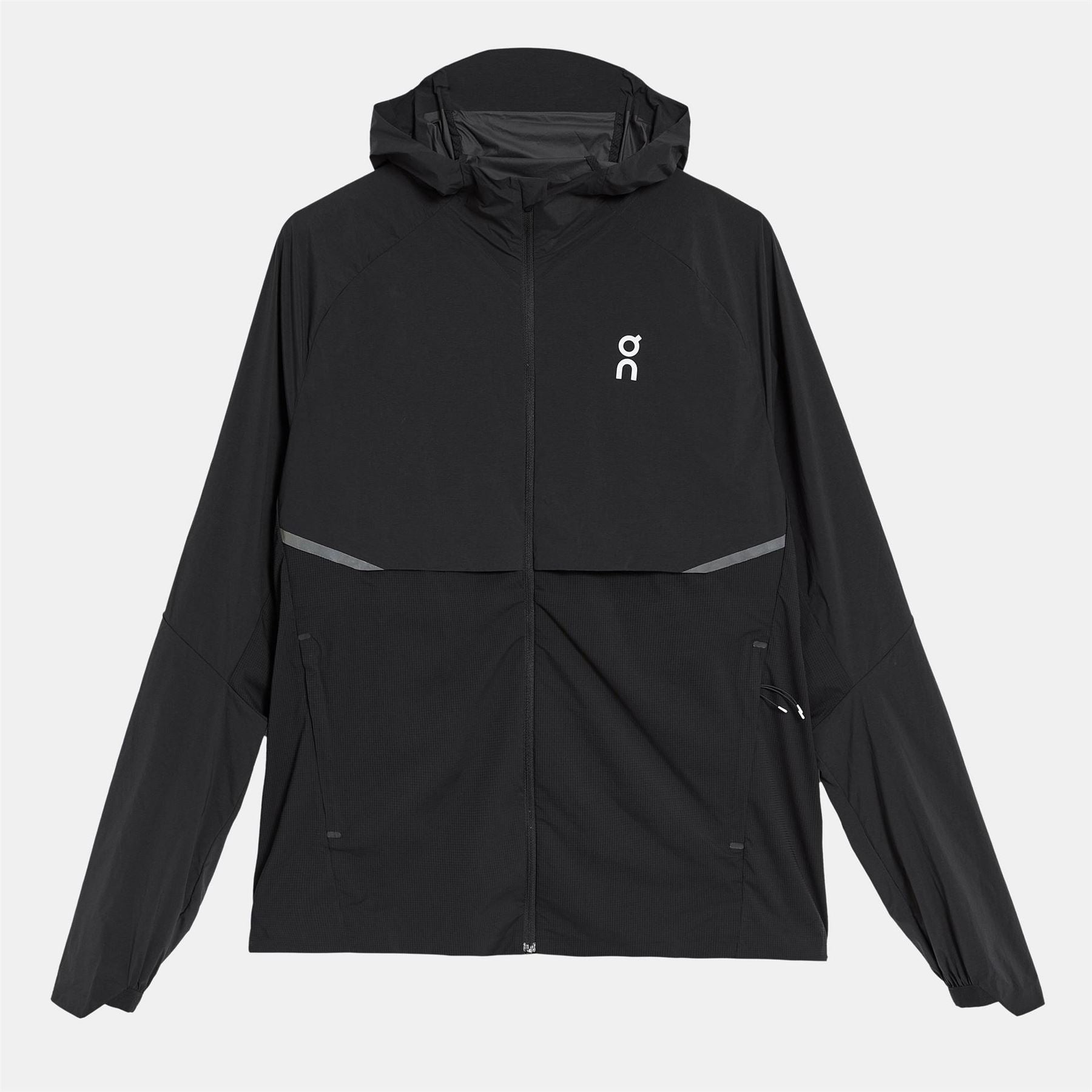On Run Solid Patterned Hooded Reflective Ribbon Running Jacket