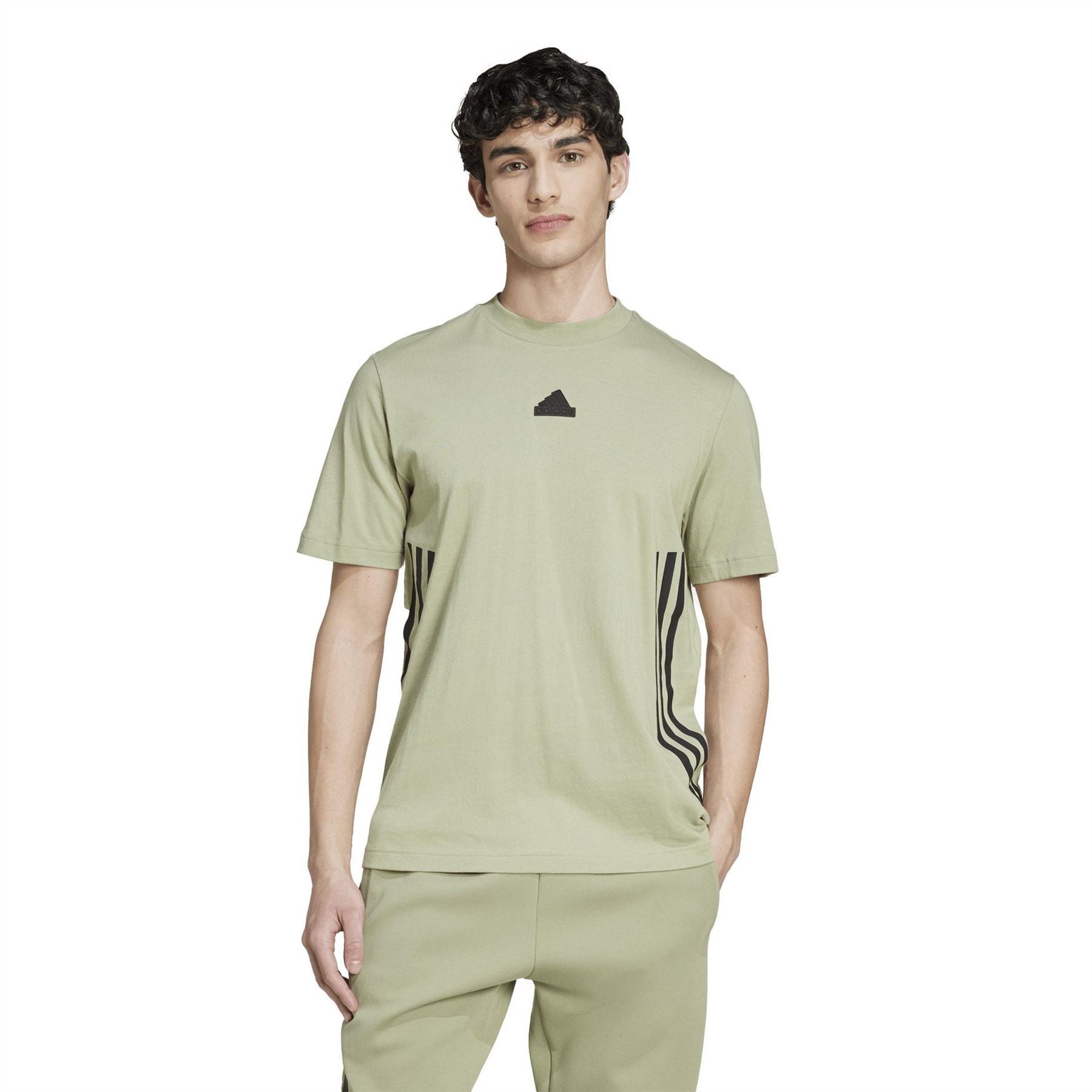adidas Crew Neck Short Sleeve Jersey T-Shirt with Side Stripes