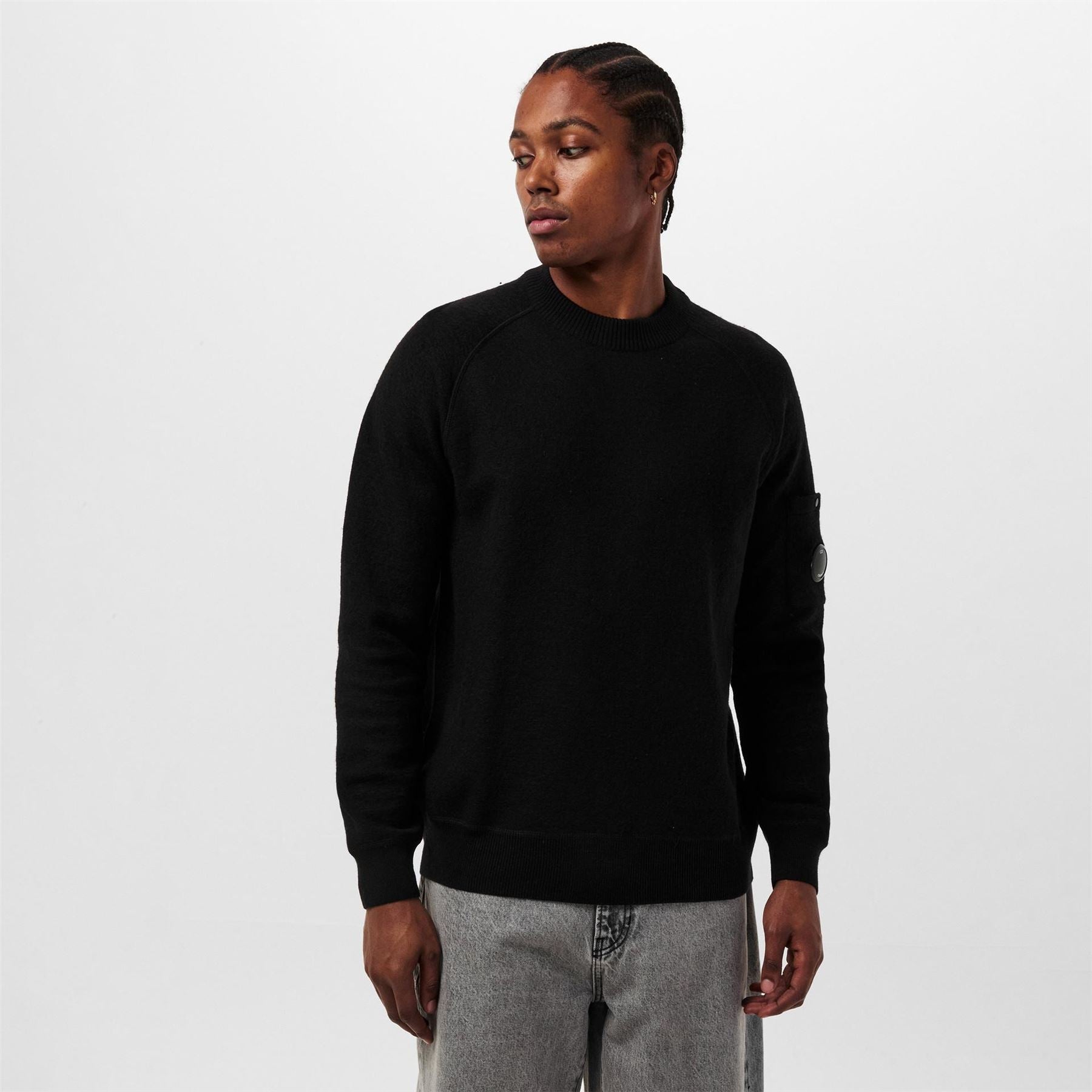 CP Company Wool Blend Crew Neck Raglan Sleeve Sweater