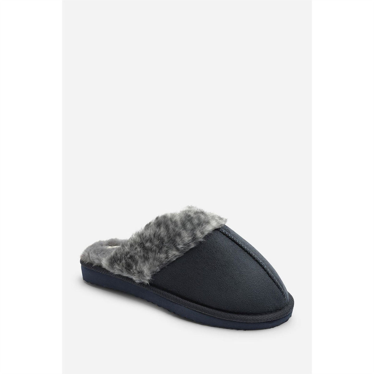 Wheres That From Leopard Faux Fur Trim Mule Slipper