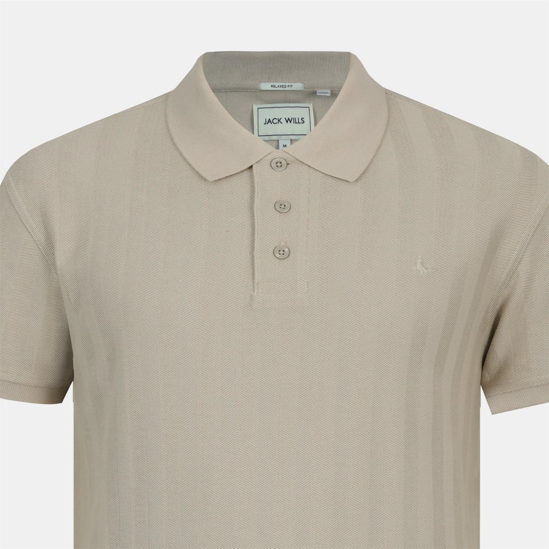 Jack Wills Herringbone Cotton Short Sleeve Polo Shirt
