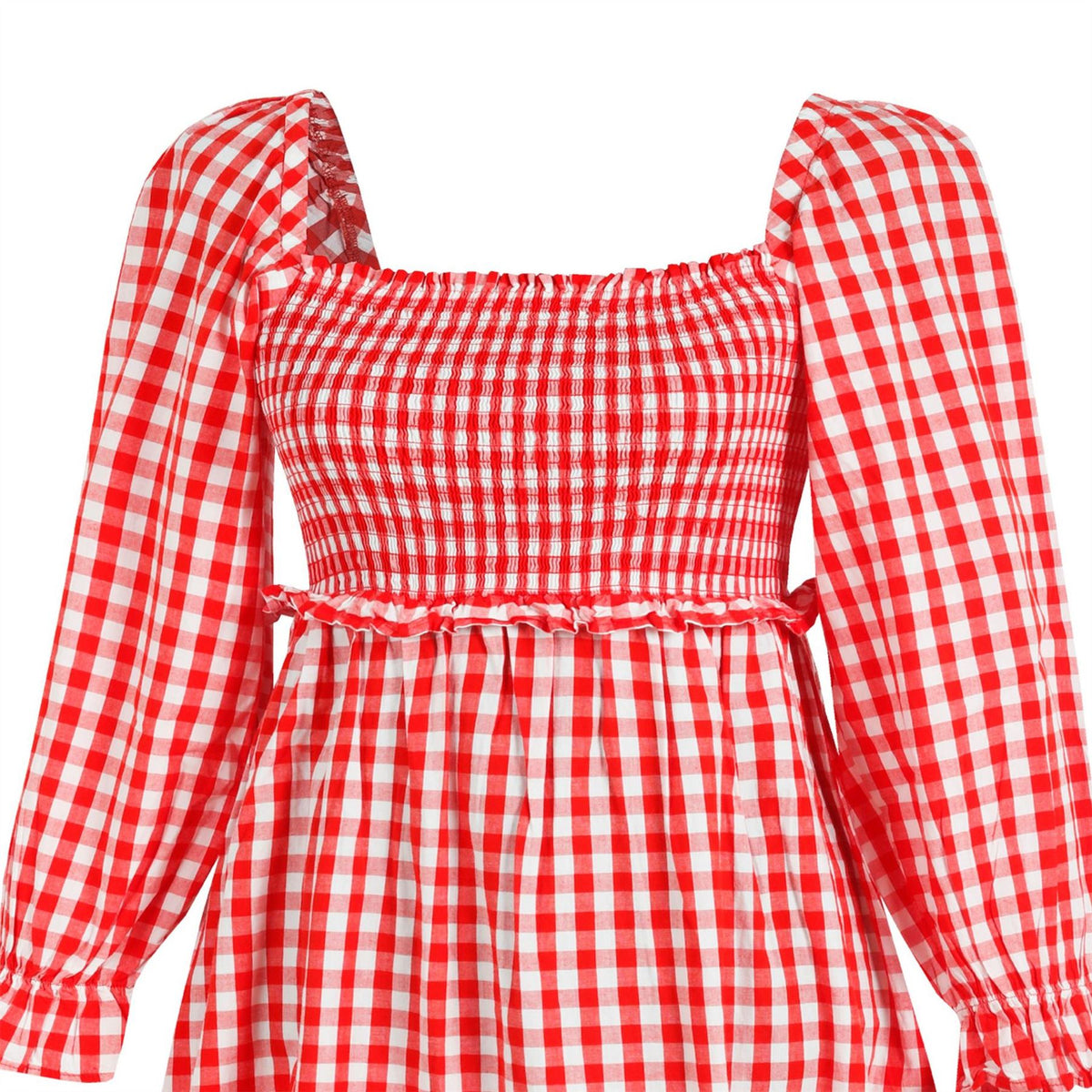 Miso Long Sleeve Square Neck Midi Check Dress