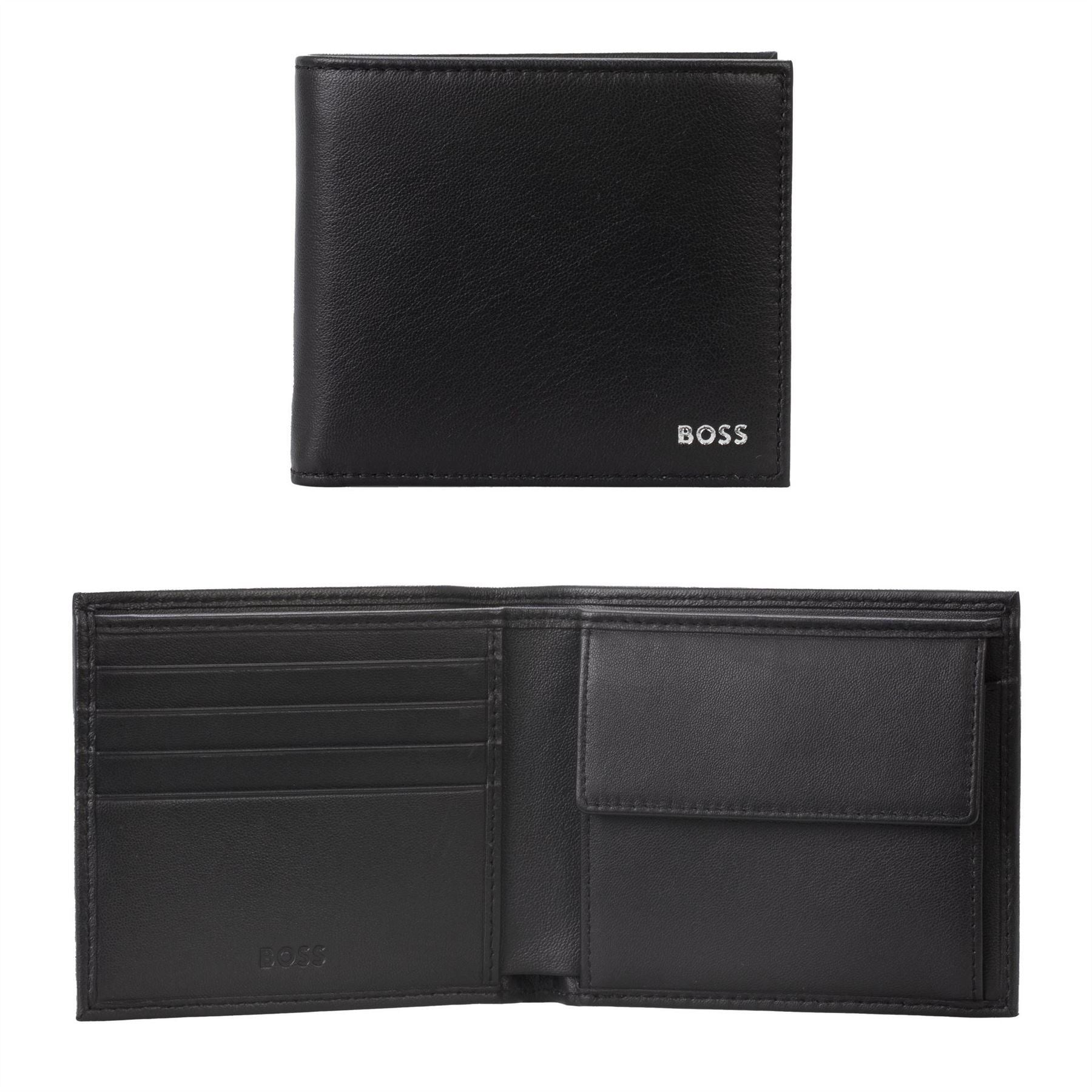 Boss BOSS Leather Coin Wallet with Silver Logo Detail (Randy)