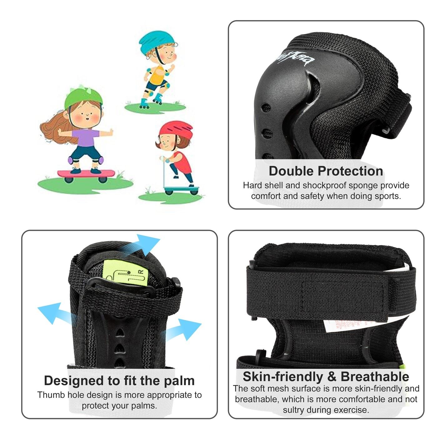 Hot Tuna Youth Skate Protector 3pc Set   Knee Pads Elbow Pad And Wrist Guards