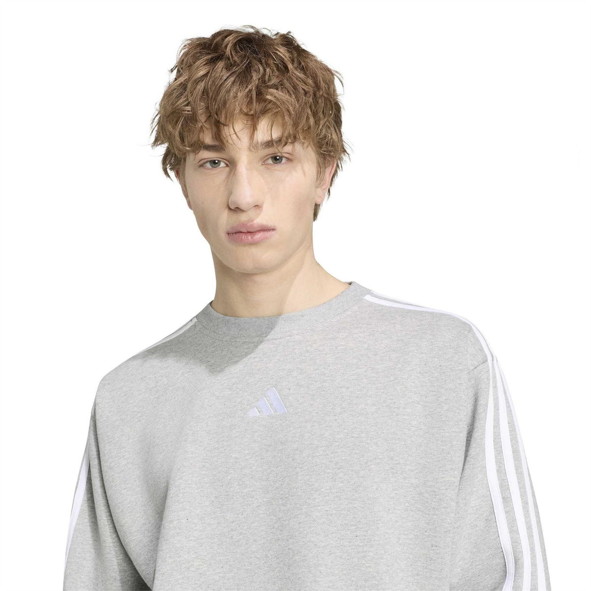 adidas Mens Essentials Crew 3 Stripes Pullover Sweatshirt