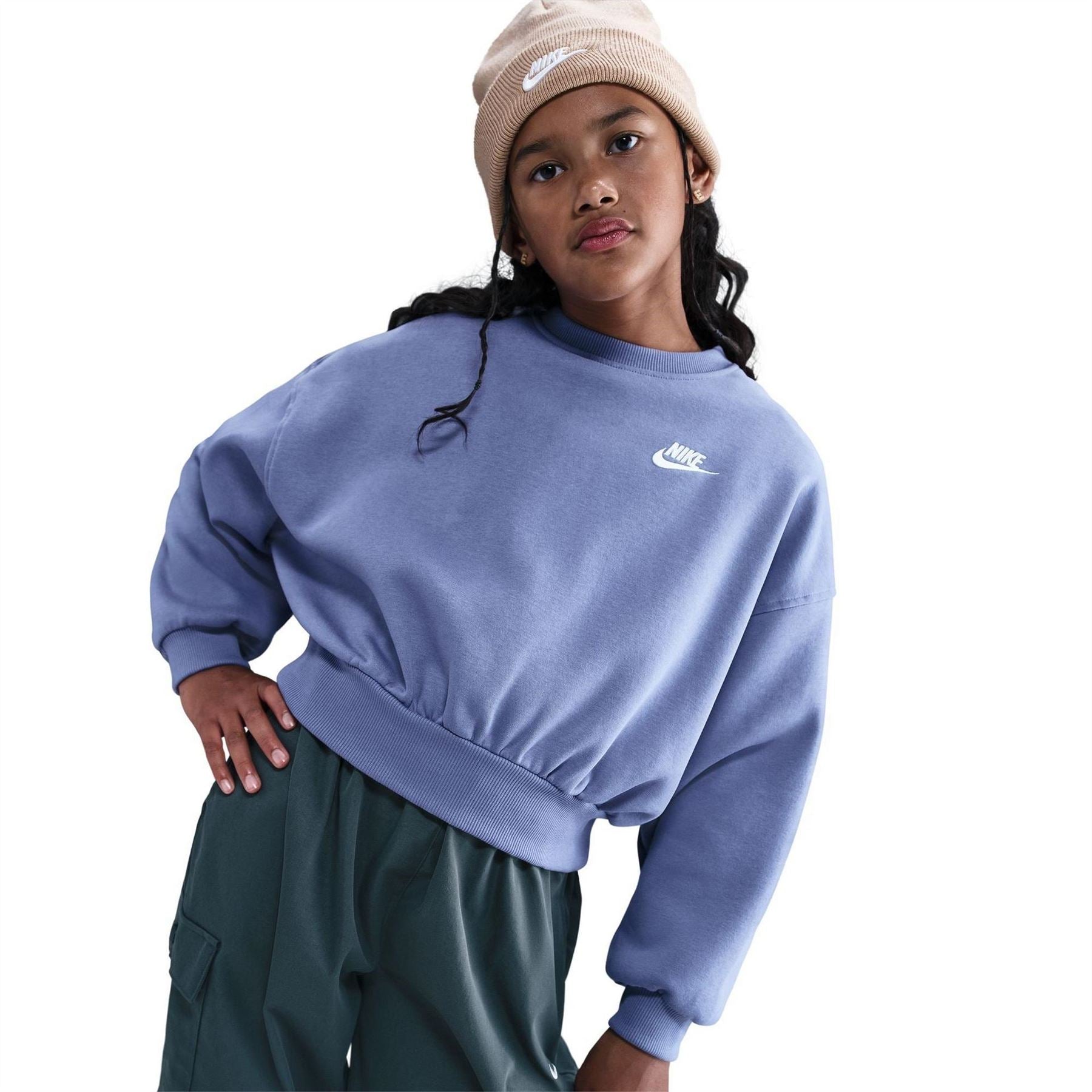 Nike Club Fleece Big Kids (girls) Boxy Crewneck Sweatshirt