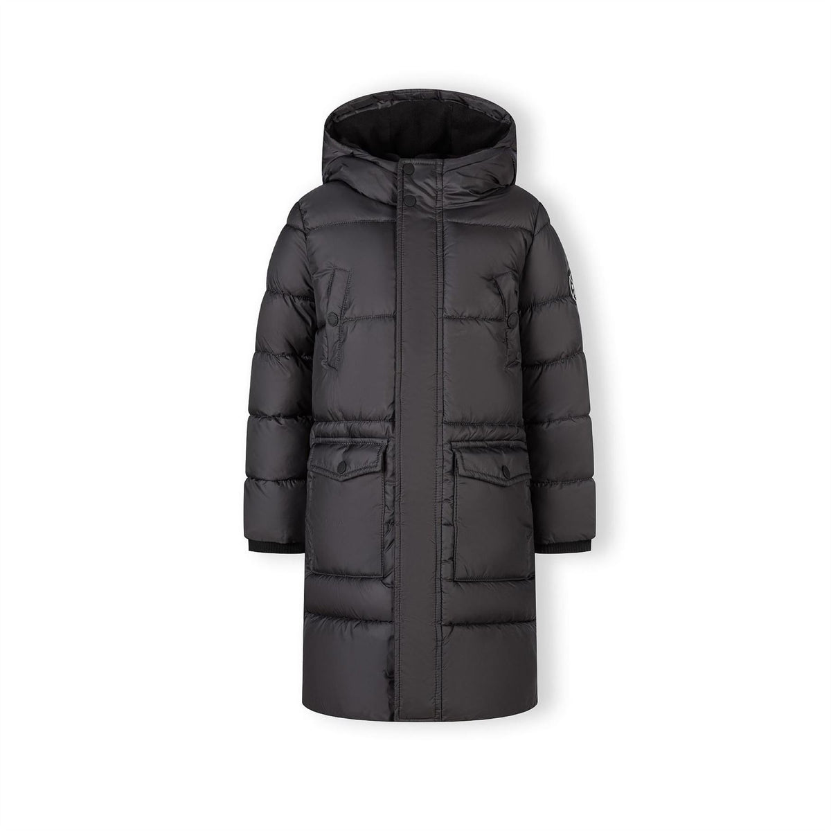 Minoti Boys Long Padded Coat With Hood And Snap Details Grey