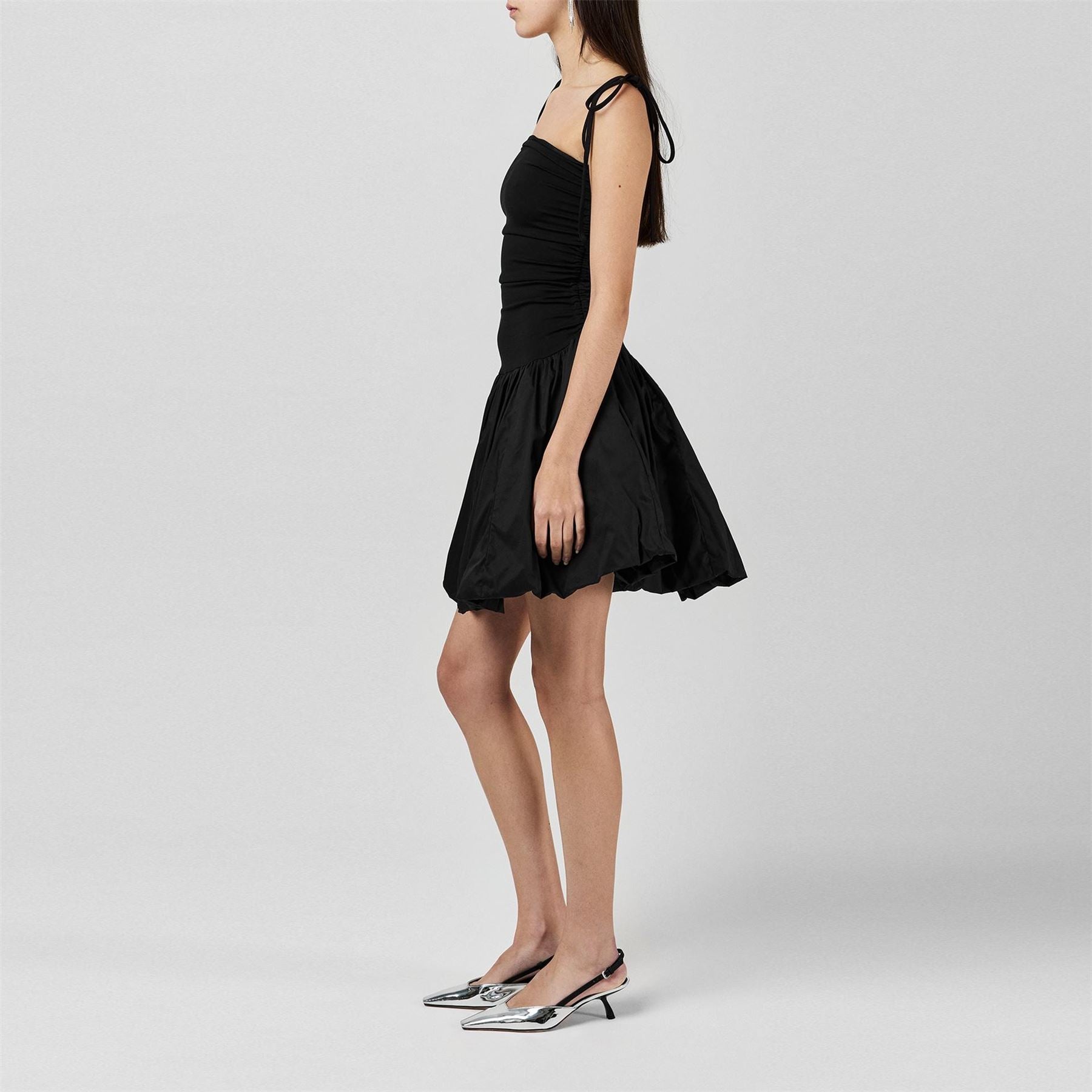 AmyLynn Am Llynn Bubble Hem Stripe Mini Peplum Dress
