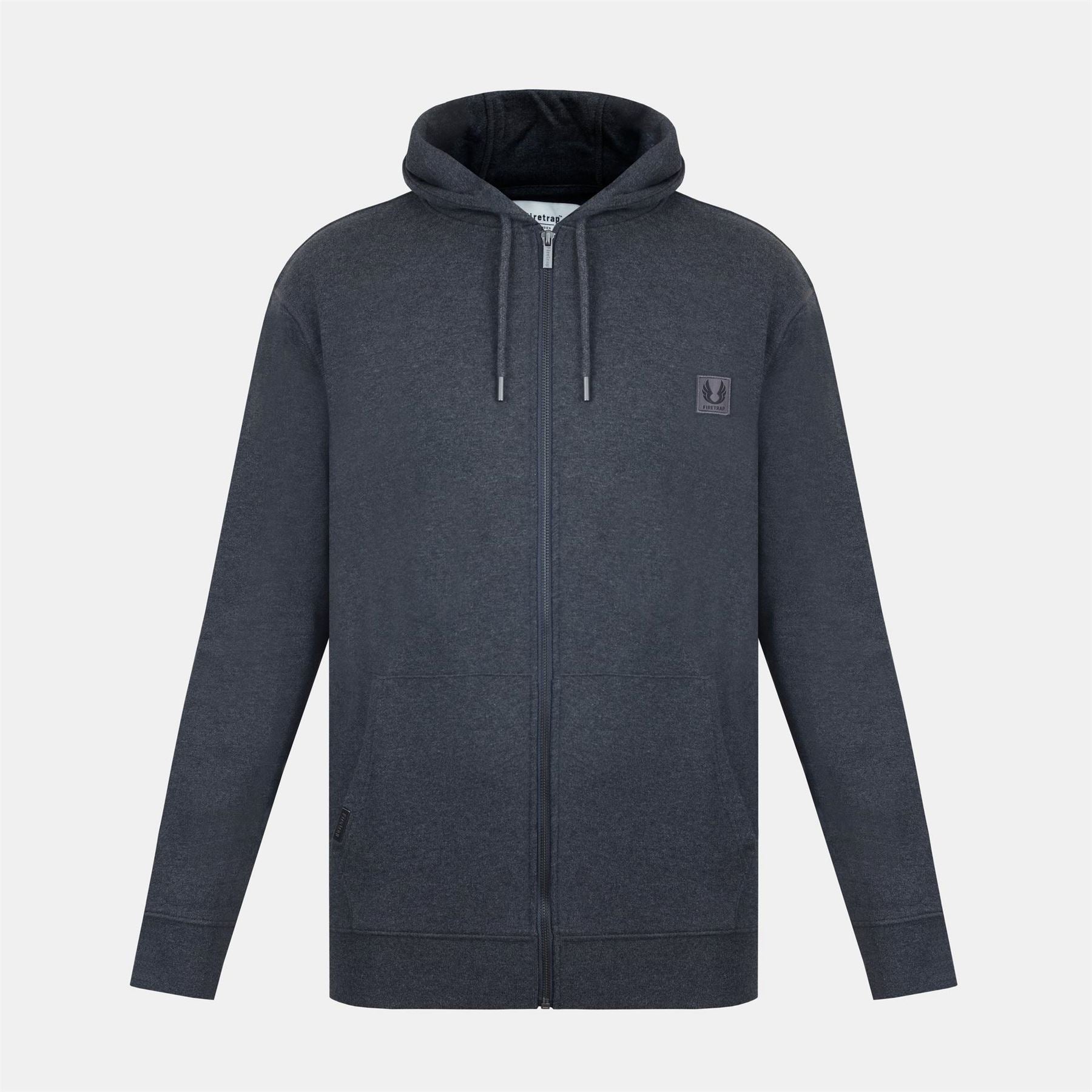 Firetrap Solid Patterned Zip Neck Ribbed Cuff Sweat Jacket